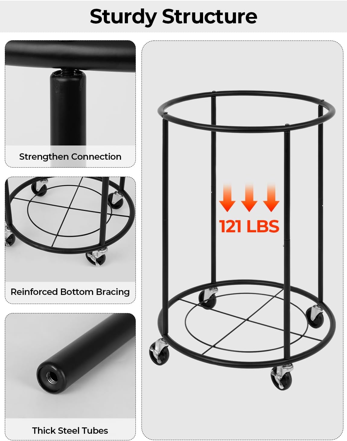 Rolling Laundry Basket, Clothes Hamper with Wheels, 1-Pack