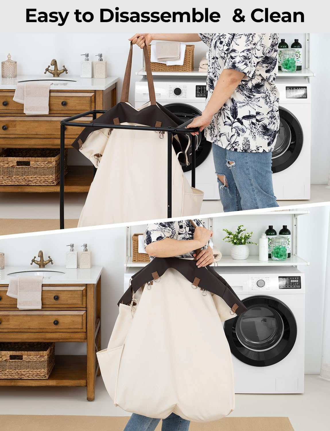 140L Extra Large Laundry Basket with Wheels, 1-Pack