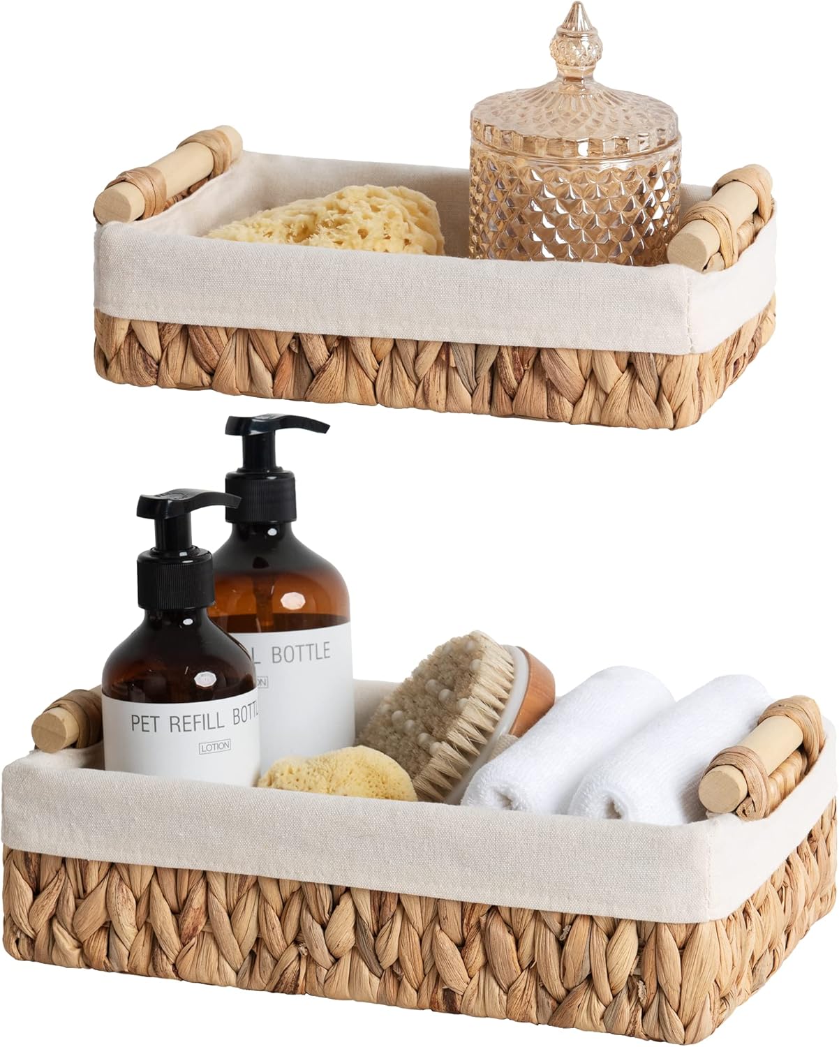 Small Wicker Baskets for Organizing with Natural Fiber Liner