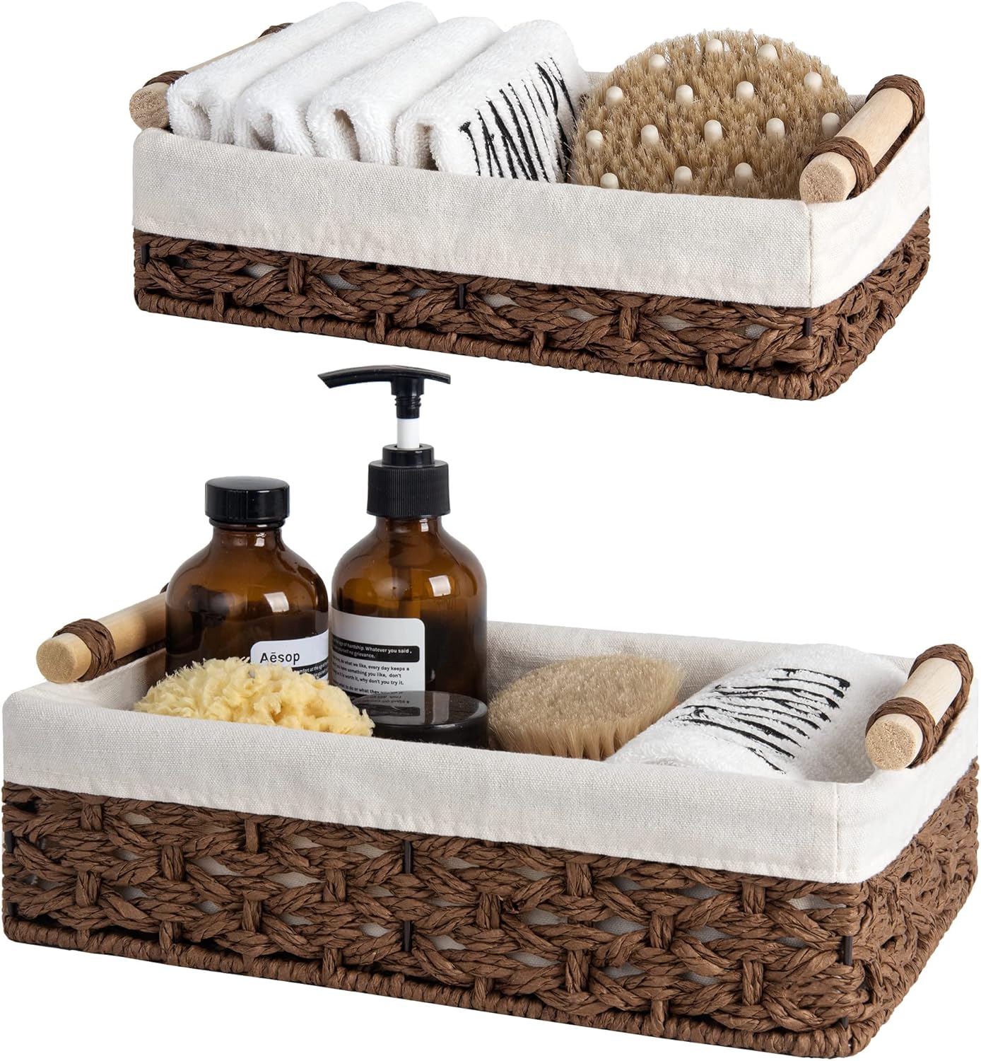 Small Wicker Baskets for Organizing with Natural Fiber Liner