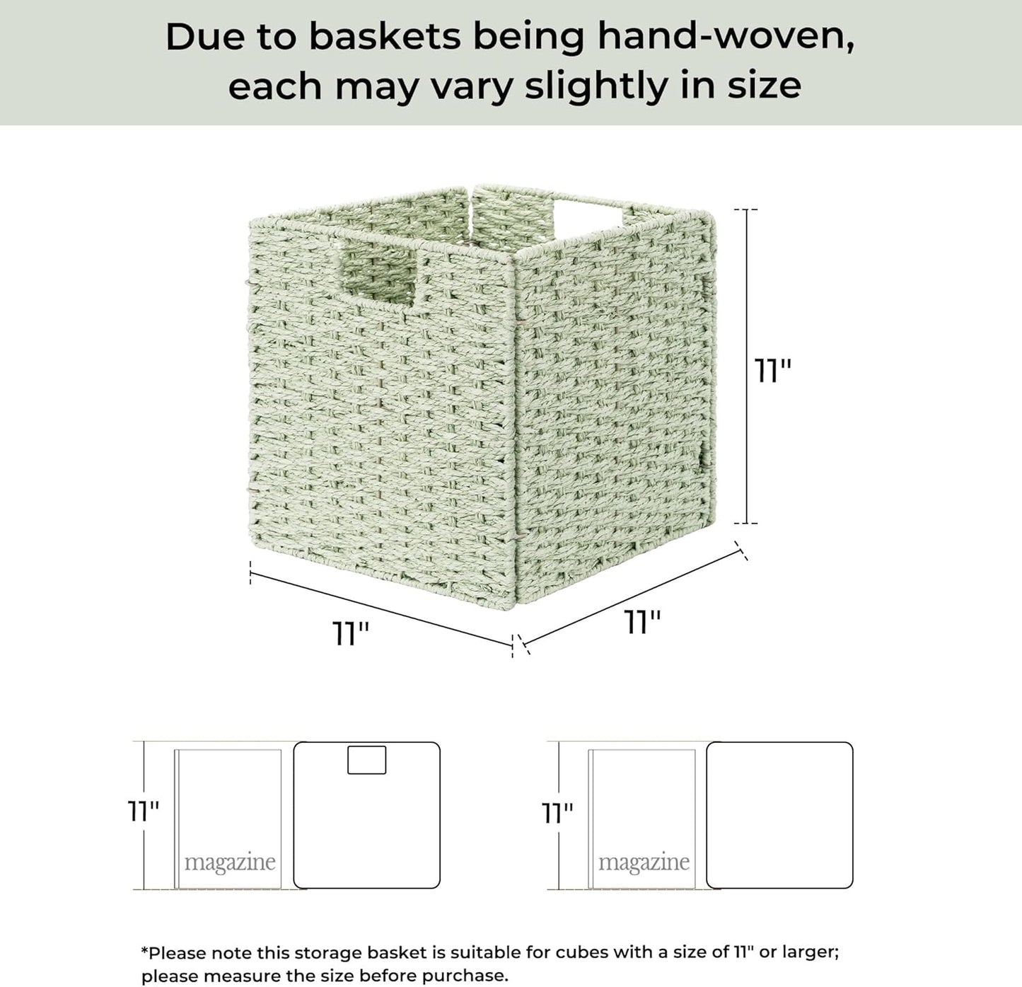 11 inch Foldable Paper Rope Wicker Baskets for Organizing
