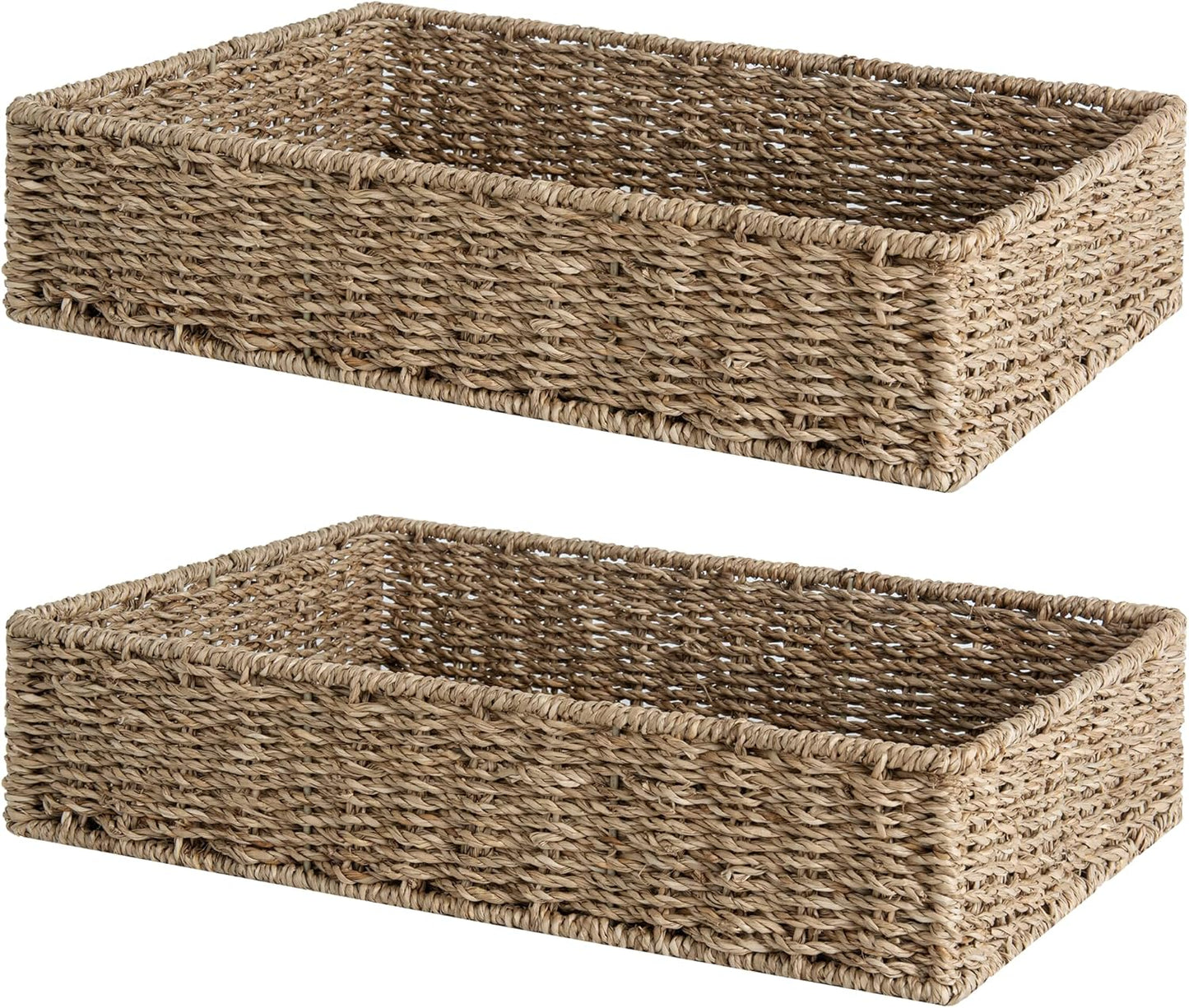 Handwoven Wicker Baskets for Organizing, Toilet Paper Basket, 2 Pack