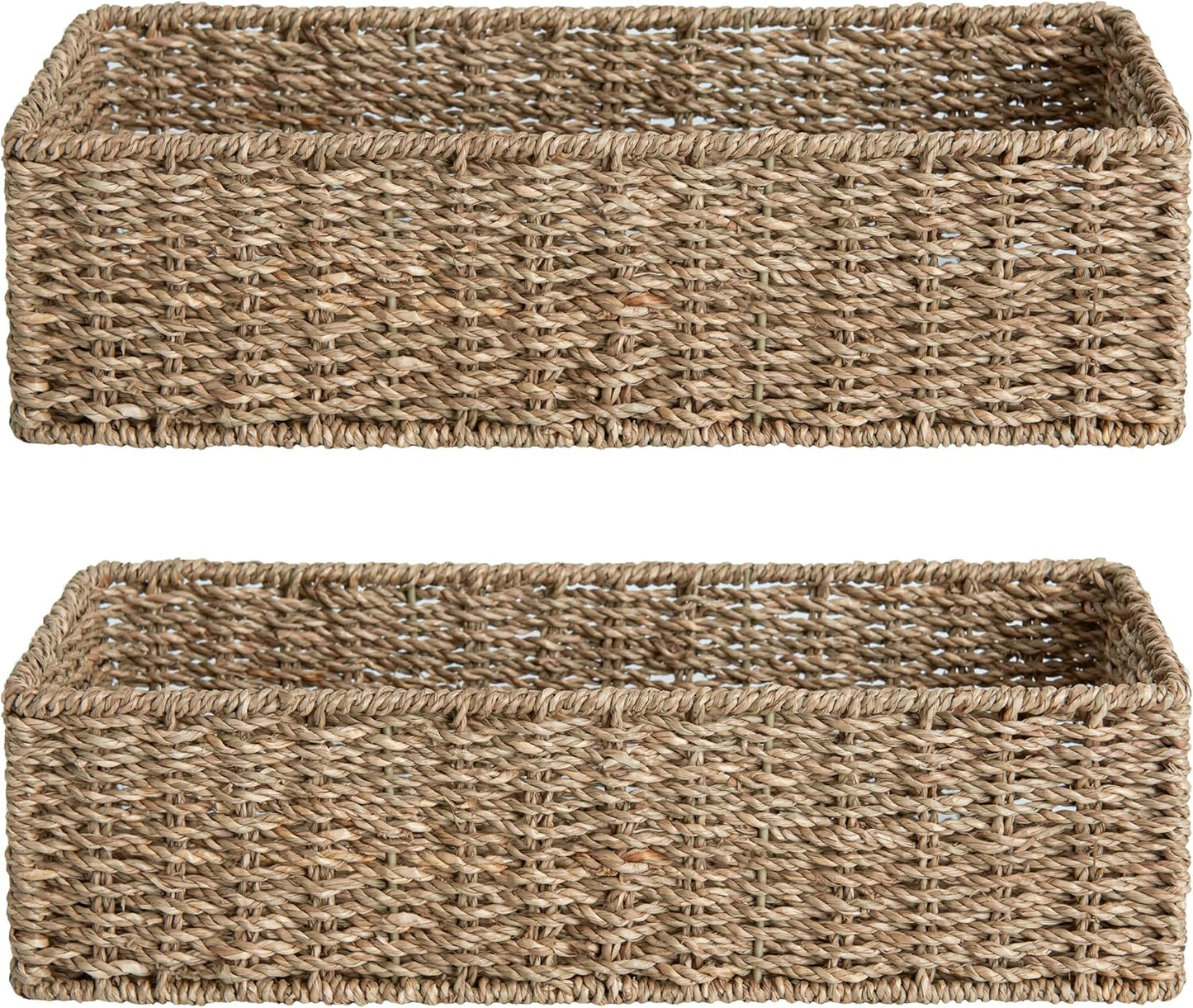 Handwoven Wicker Baskets for Organizing, Toilet Paper Basket, 2 Pack