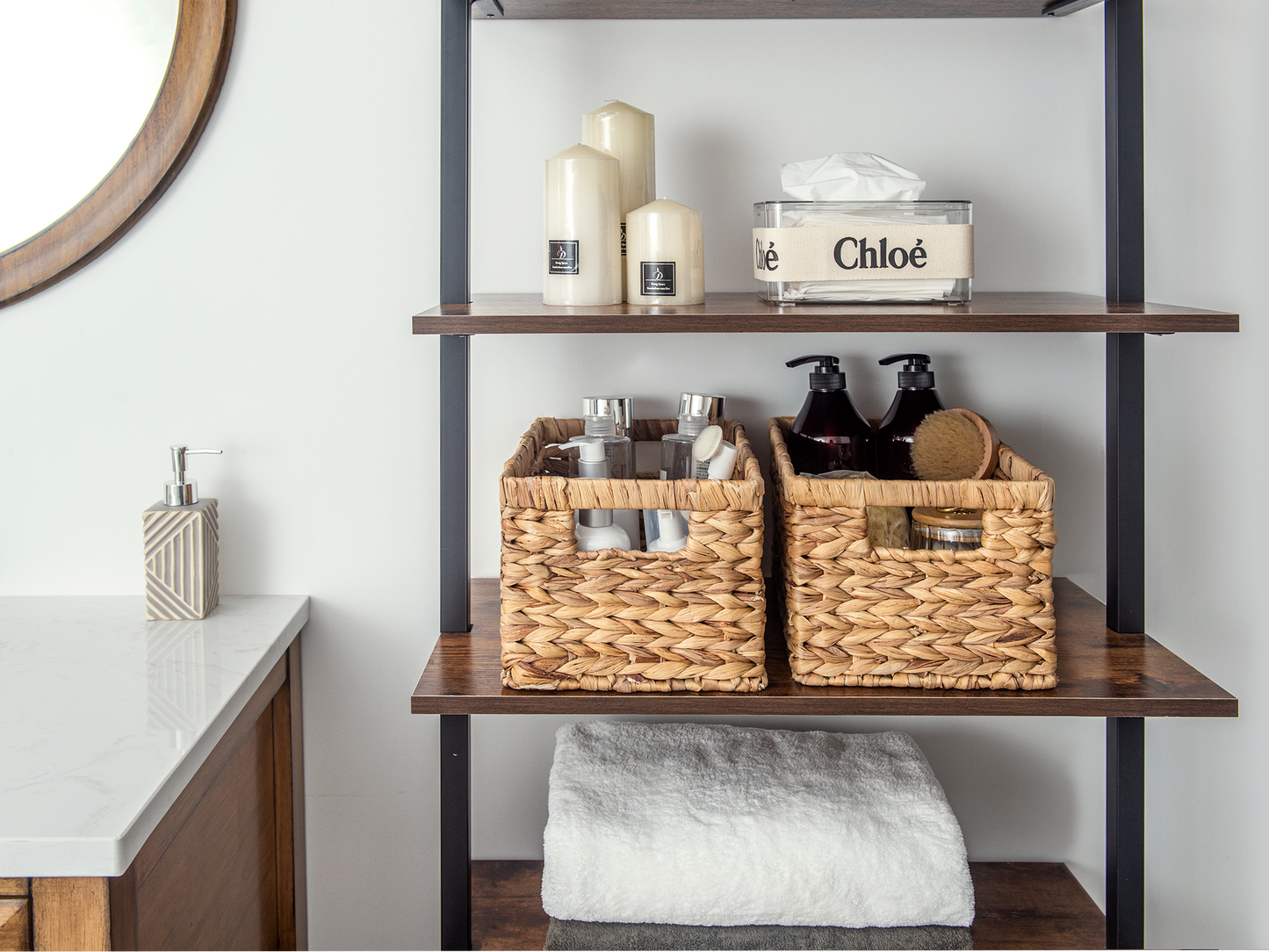 Rectangular Wicker Basket with Built-in Handles, 2 Pack