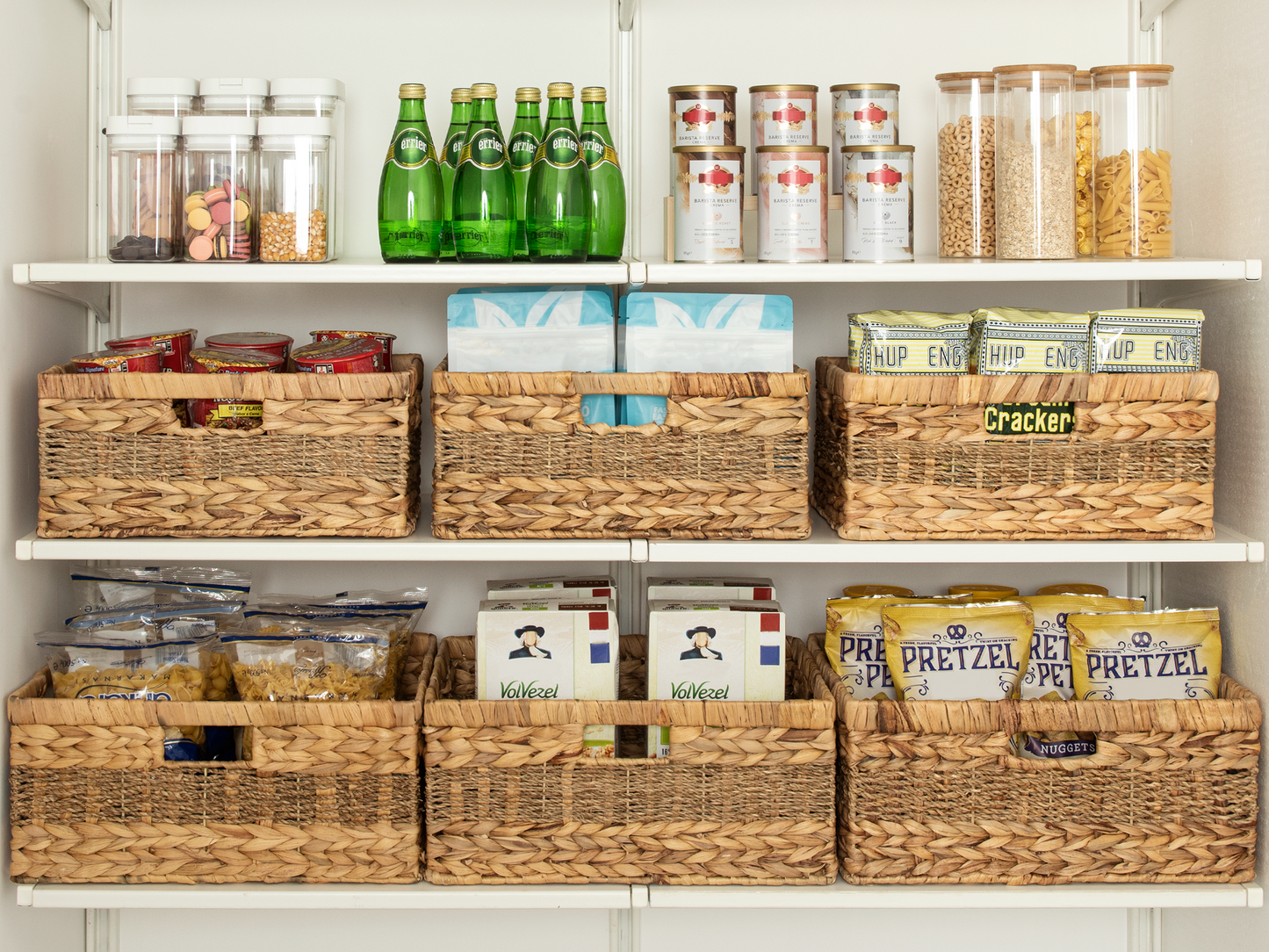 Large Rectangular Wicker Basket with Built-in Handles, 1 Pack
