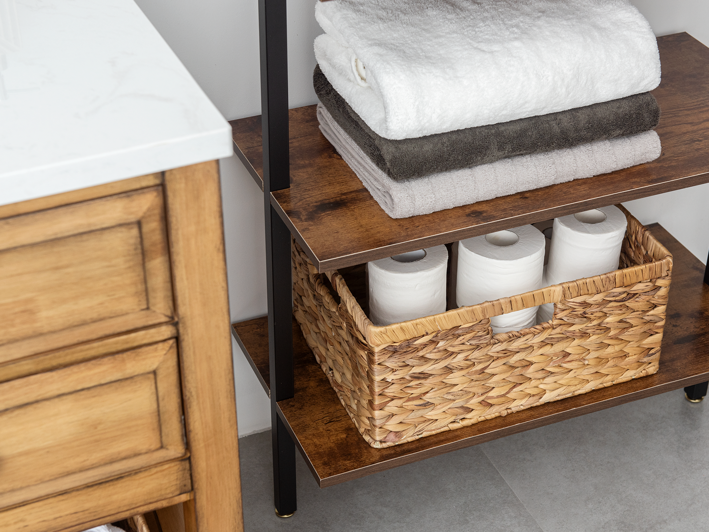 Large Rectangular Wicker Basket with Built-in Handles, 1 Pack