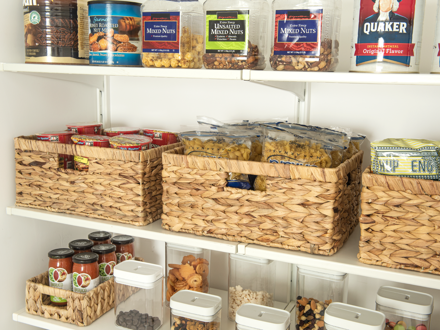 Large Rectangular Wicker Basket with Built-in Handles, 1 Pack