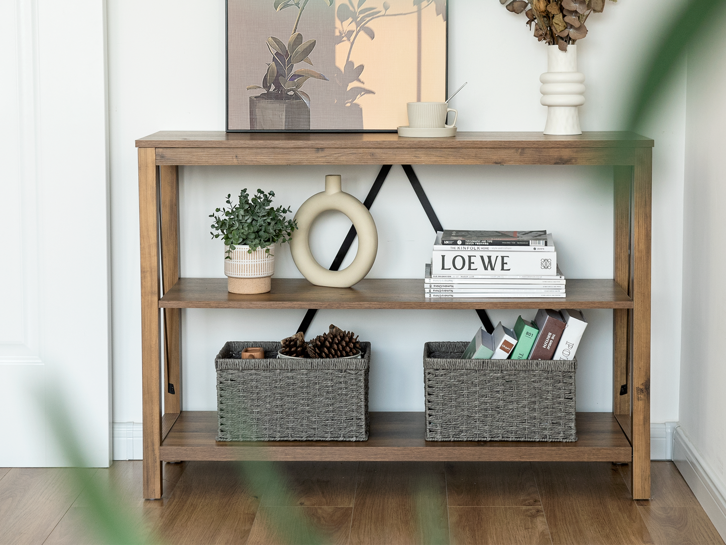 Rectangular Wicker Basket with Built-in Handles, 2 Pack
