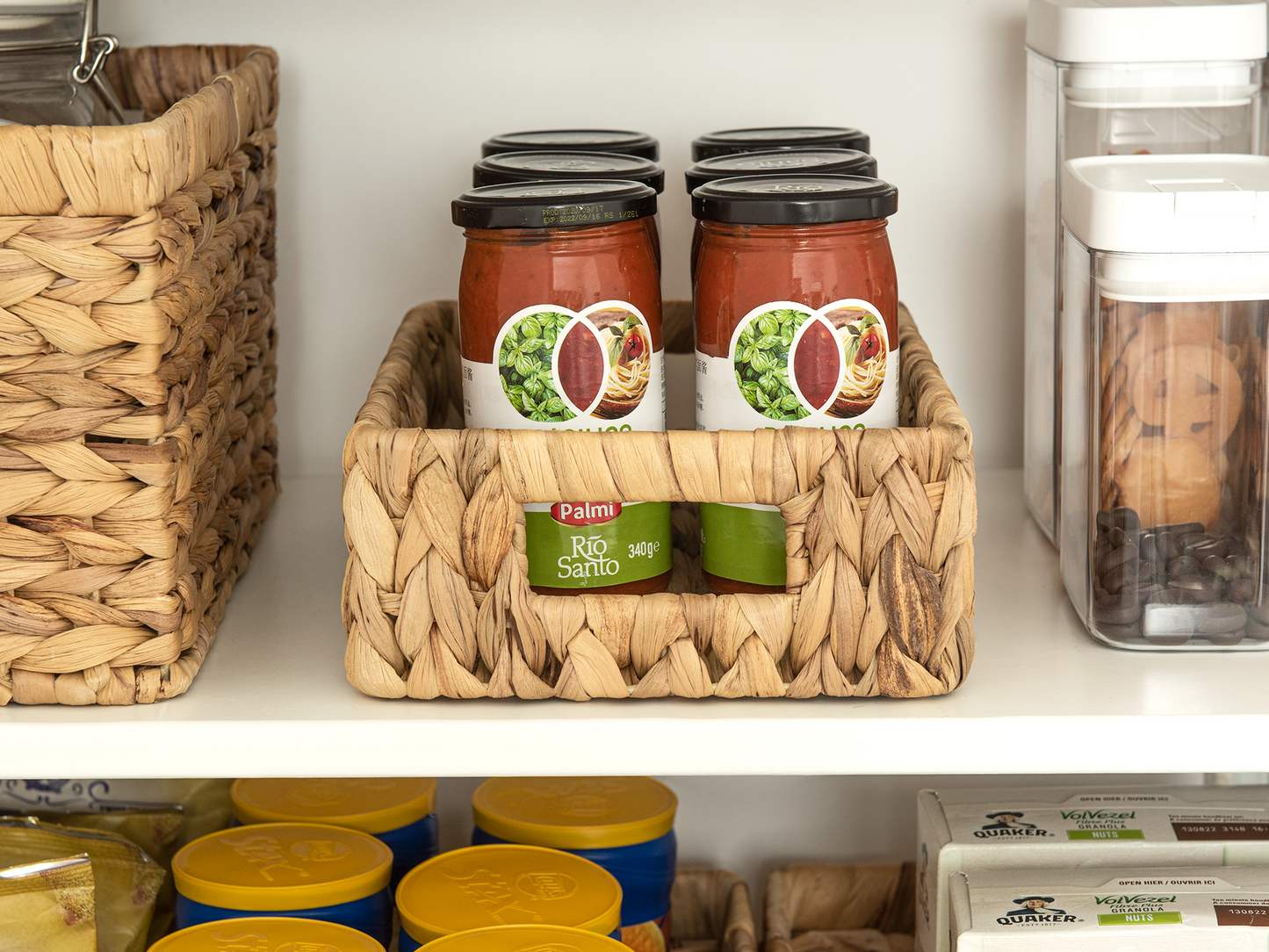 Rectangular Wicker Basket with Built-in Handles, 2 Pack