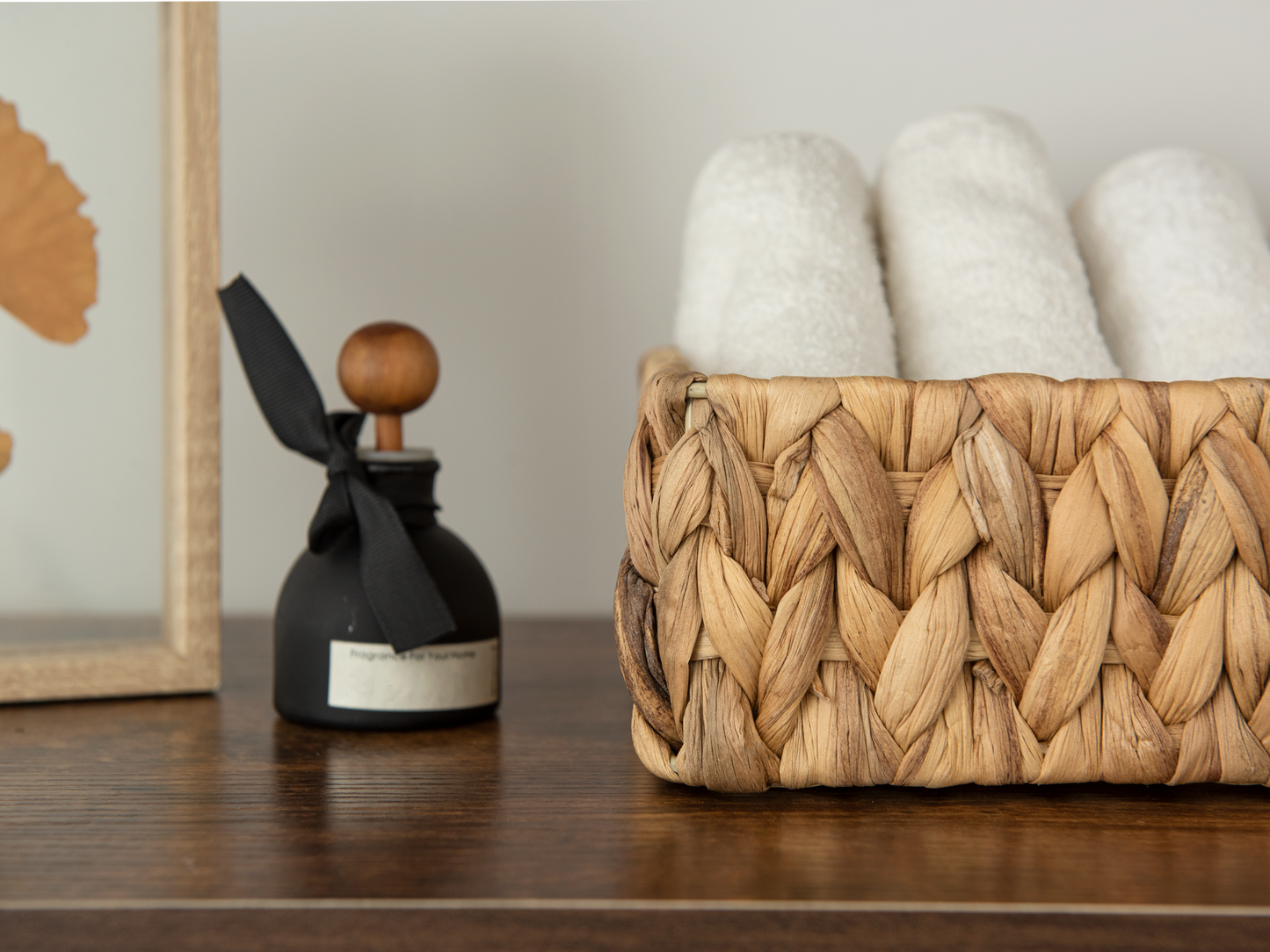 Rectangular Wicker Basket with Built-in Handles, 2 Pack