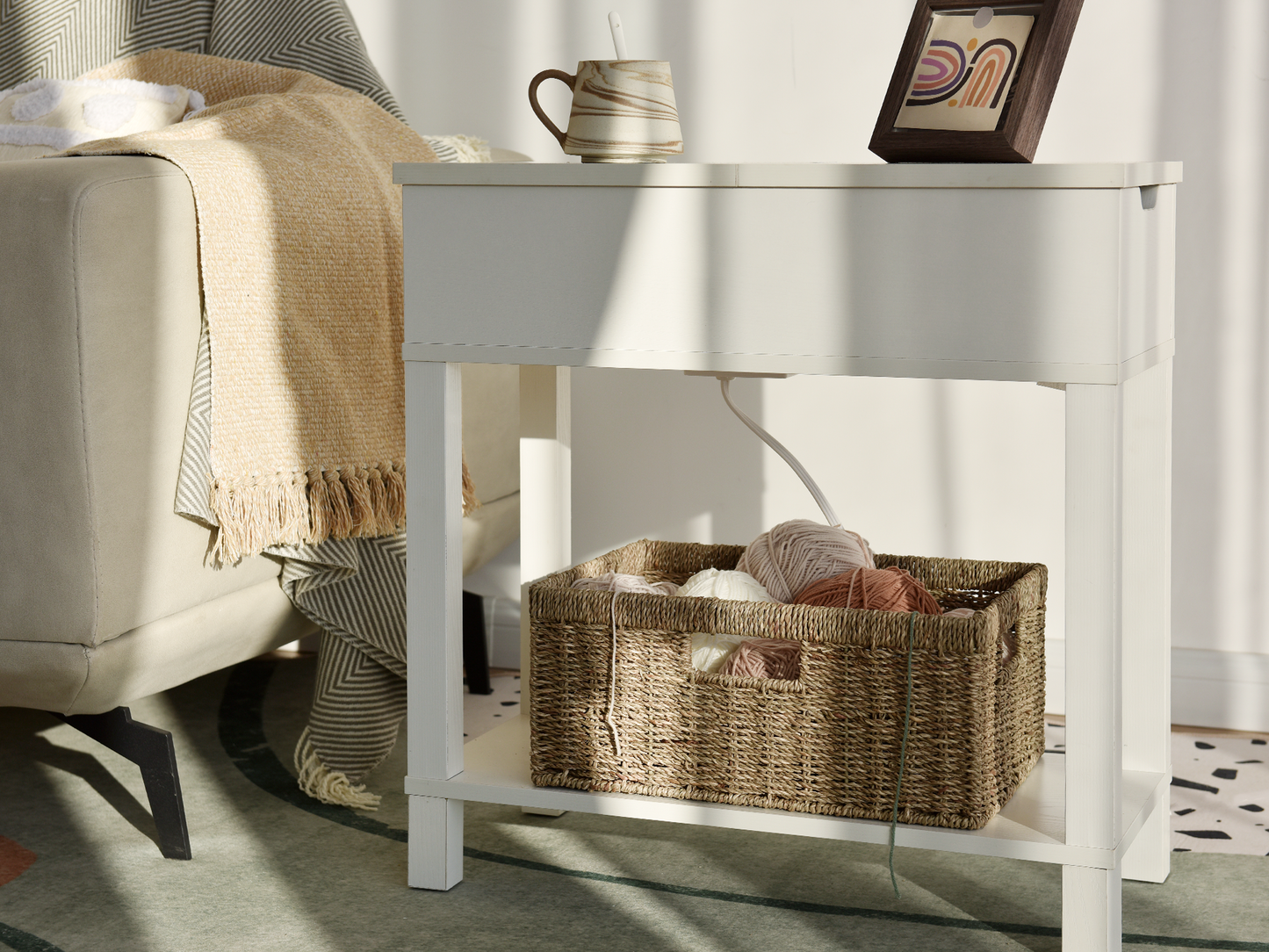 Large Rectangular Wicker Basket with Built-in Handles, 1 Pack