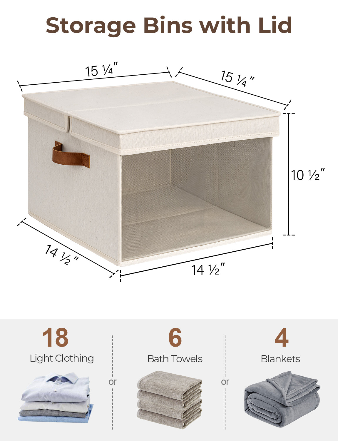 Decorative Closet Basket with Lid and Clear Window, 4-Pack