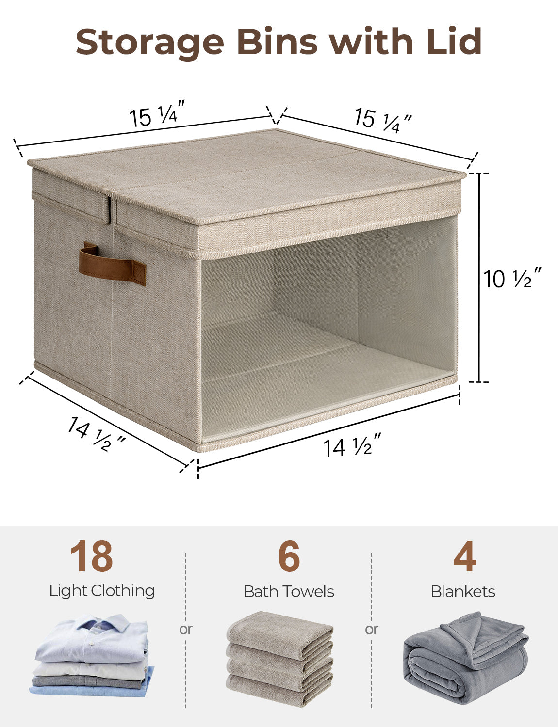 Decorative Closet Basket with Lid and Clear Window, 4-Pack