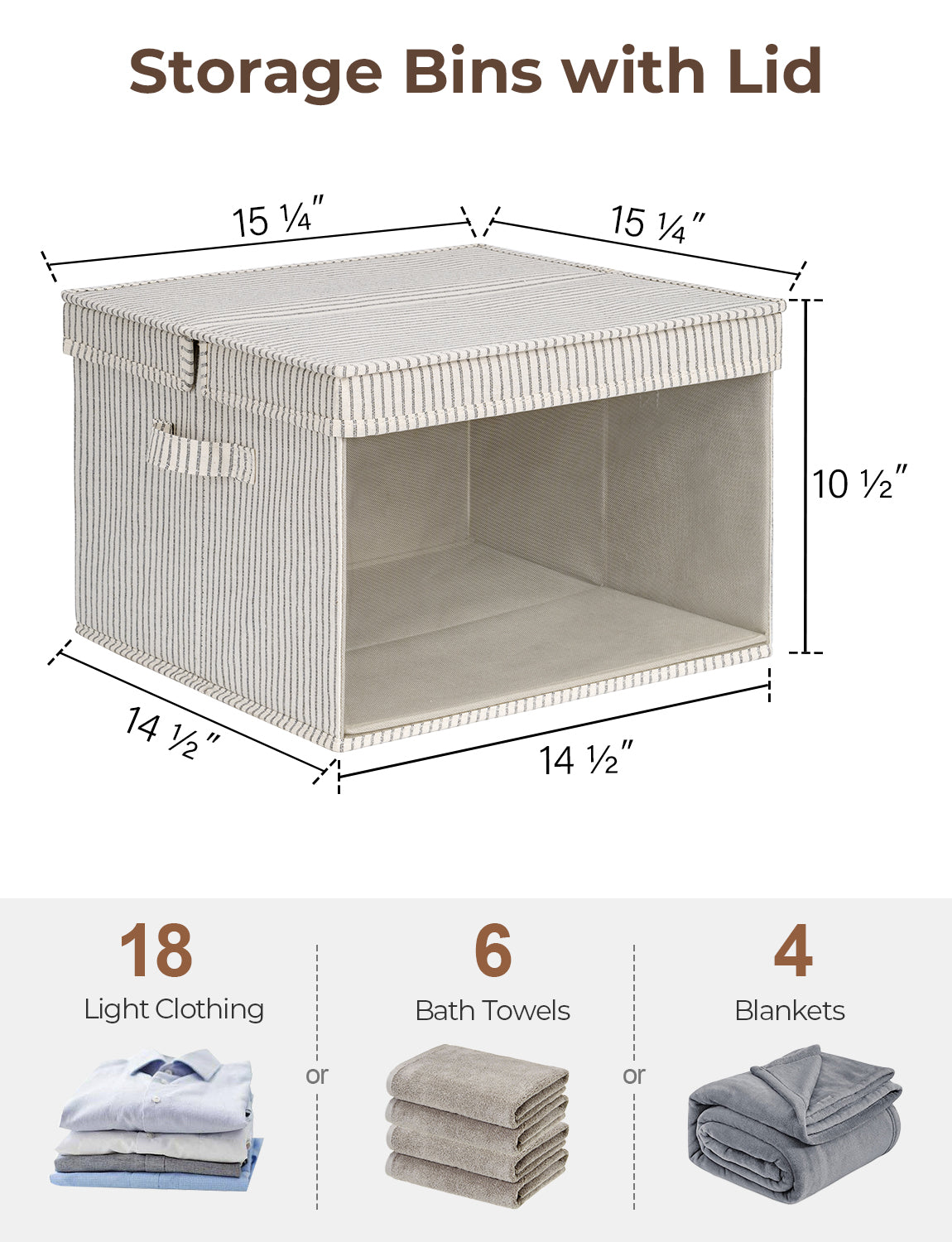 Decorative Closet Basket with Lid and Clear Window, 4-Pack