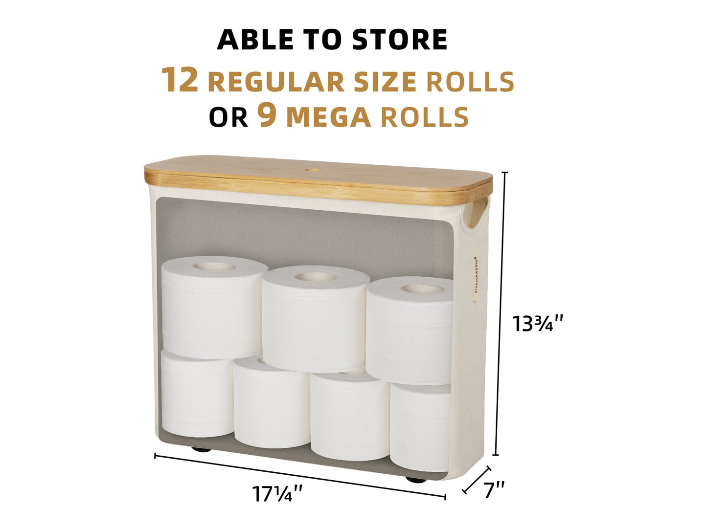 Toilet Paper Storage Basket, Papers Container with Bamboo Lid