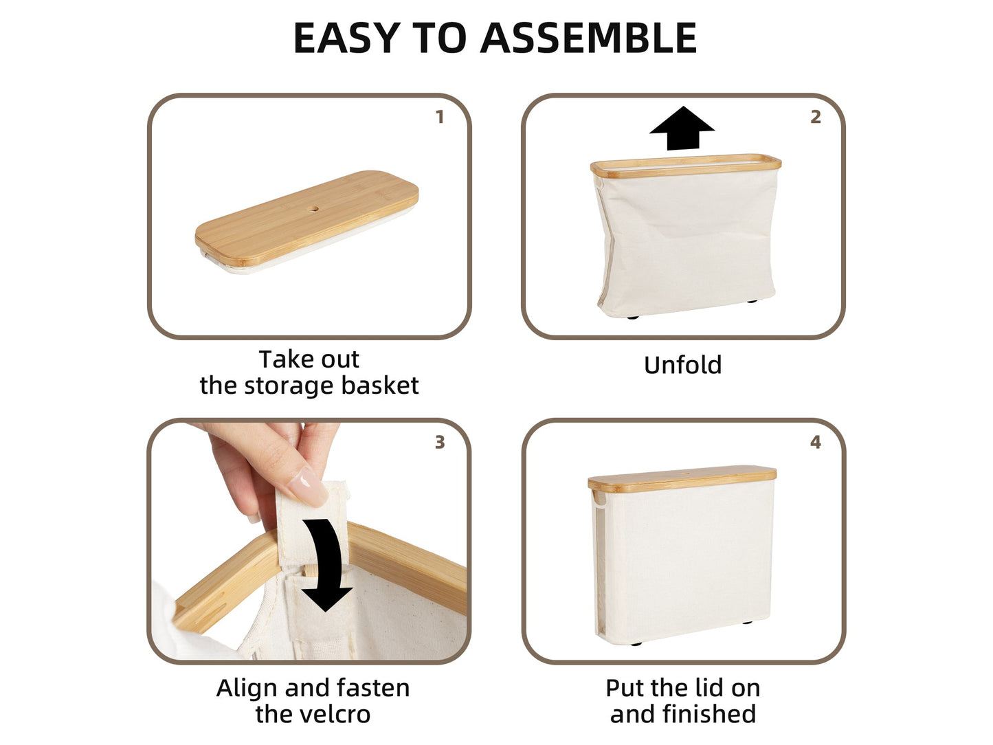 Toilet Paper Storage Basket, Papers Container with Bamboo Lid