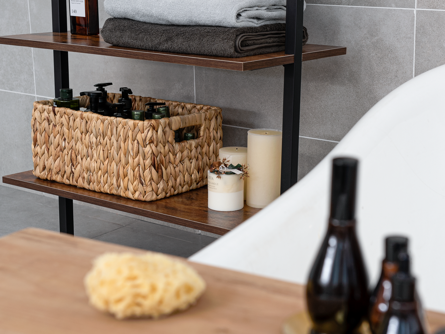 Wicker Baskets with Built-in Handles, Set of 3 (1PC Large, 2PCS Medium)