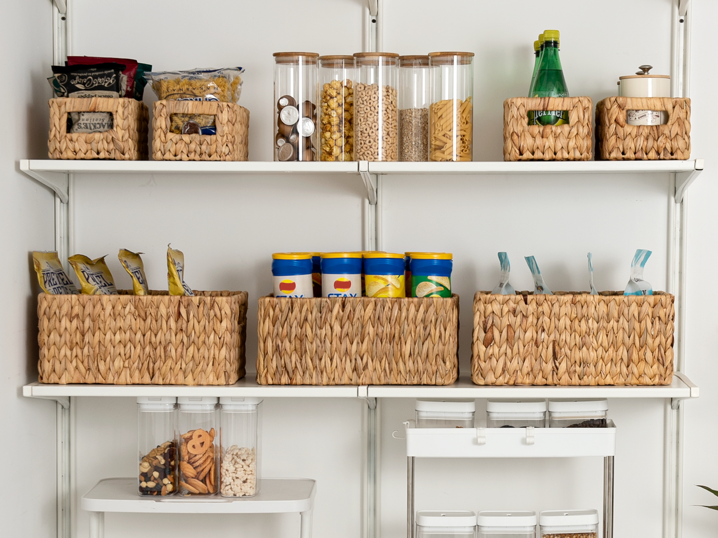 Wicker Baskets with Built-in Handles, Set of 3 (1PC Large, 2PCS Medium)