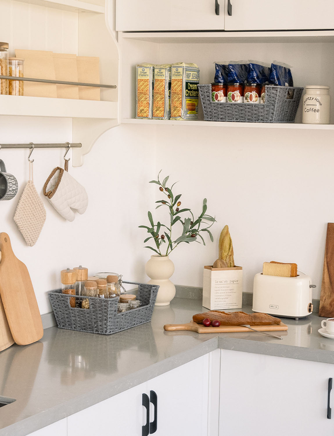 Wicker Pantry Baskets for Storage, 2 Pack