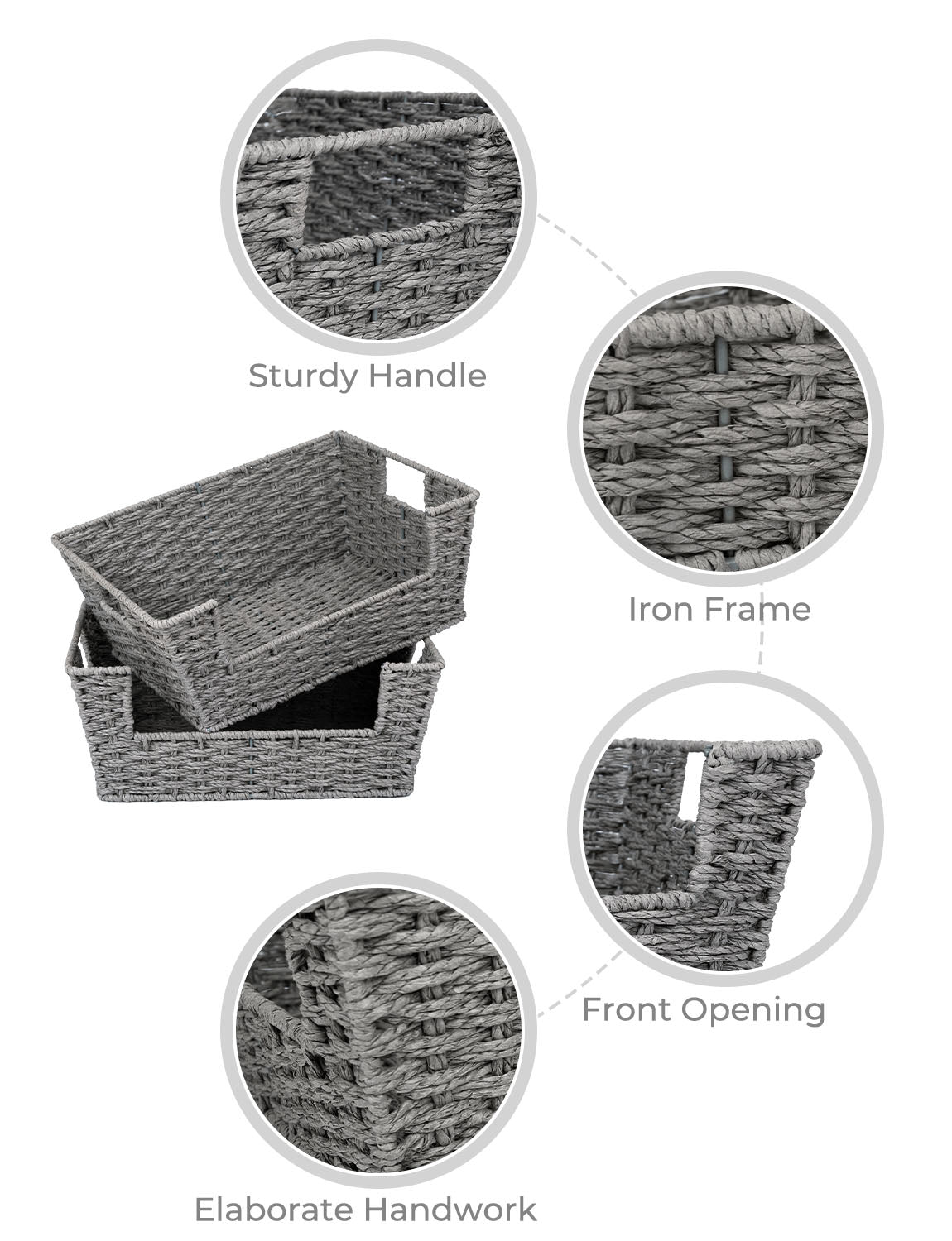 Wicker Pantry Baskets for Storage, 2 Pack