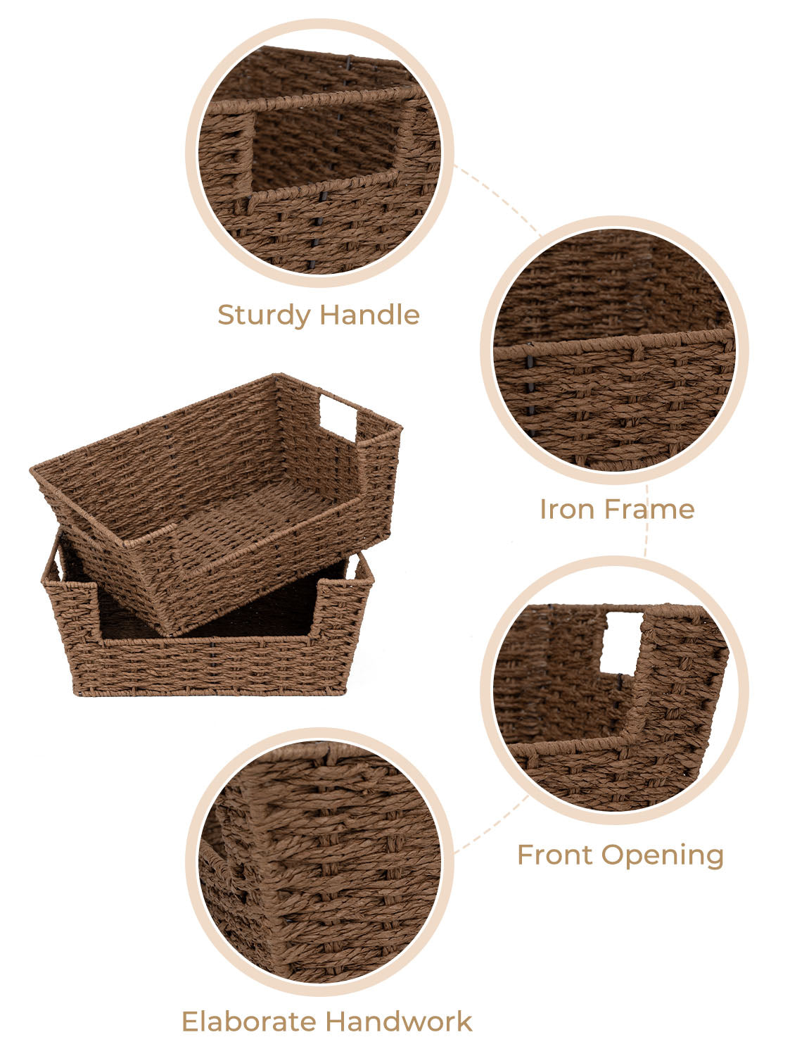 Wicker Pantry Baskets for Storage, 2 Pack
