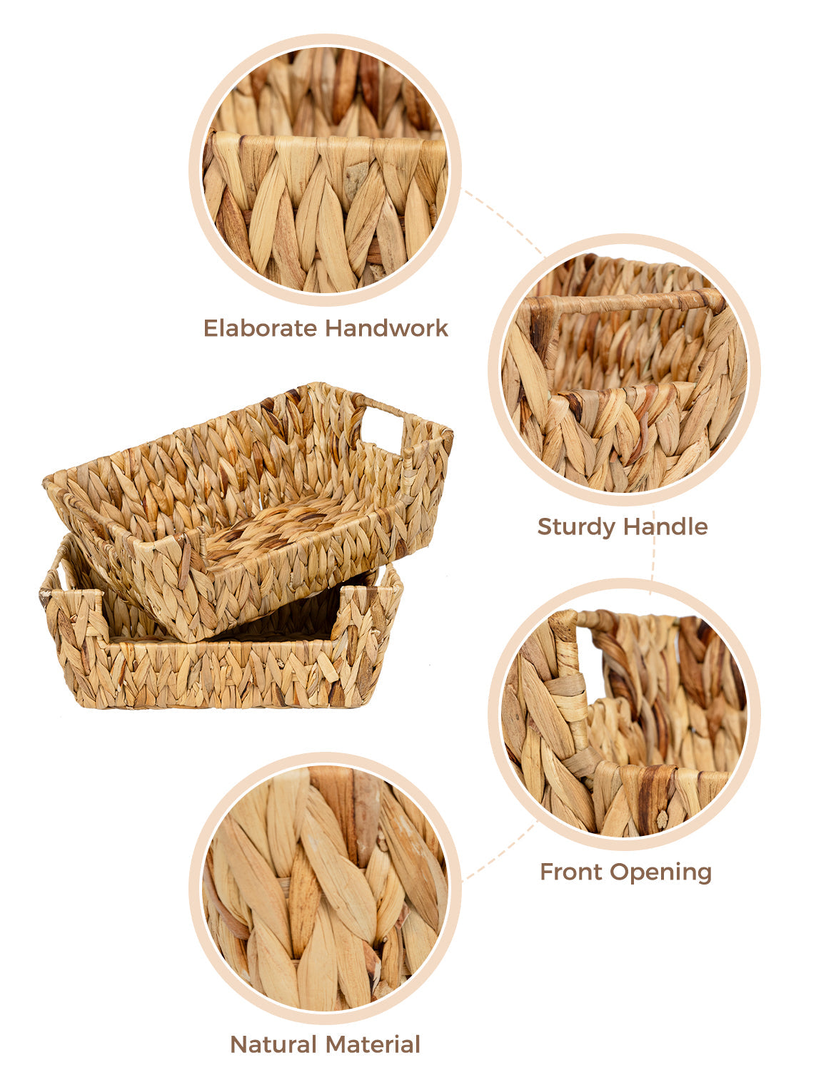 Wicker Pantry Baskets for Storage, 2 Pack
