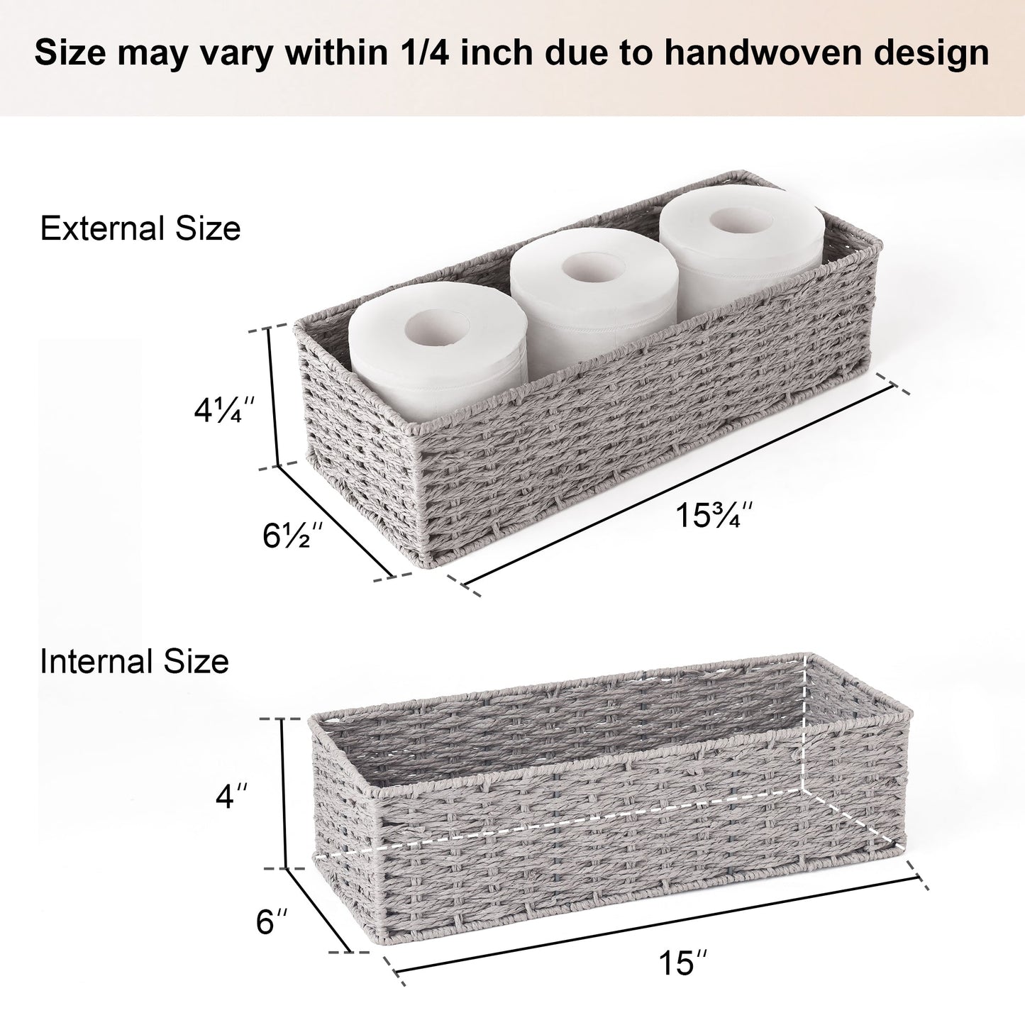 Handwoven Wicker Baskets for Organizing, Toilet Paper Basket, 2 Pack