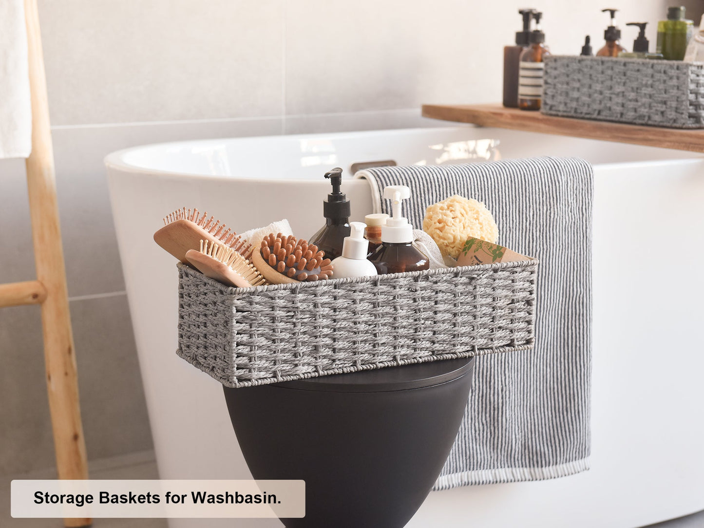 Handwoven Wicker Baskets for Organizing, Toilet Paper Basket, 2 Pack