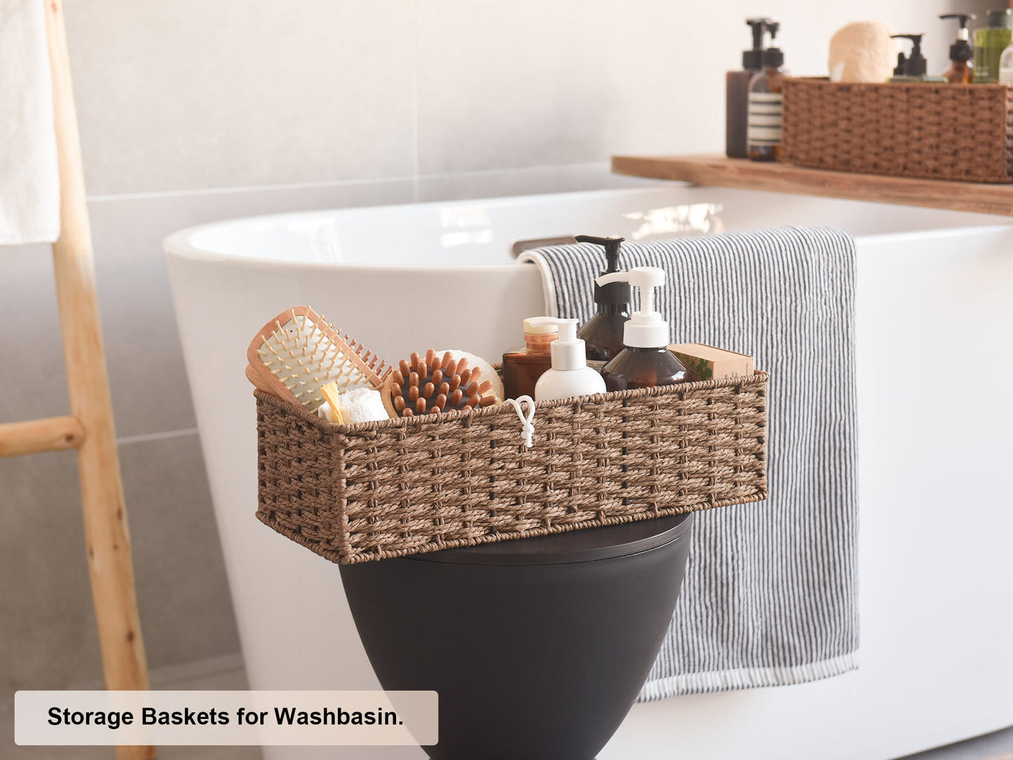 Handwoven Wicker Baskets for Organizing, Toilet Paper Basket, 2 Pack