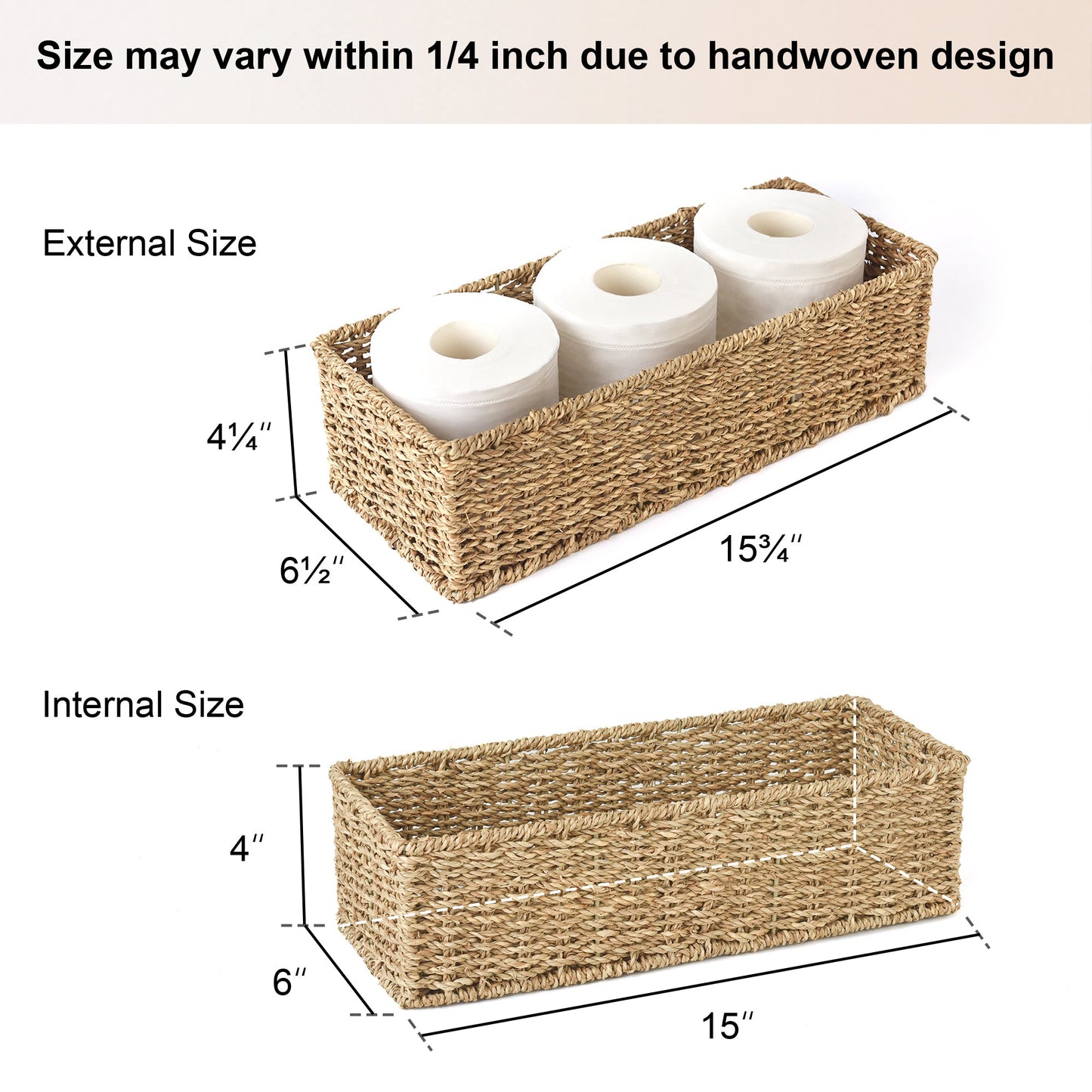 Handwoven Wicker Baskets for Organizing, Toilet Paper Basket, 2 Pack