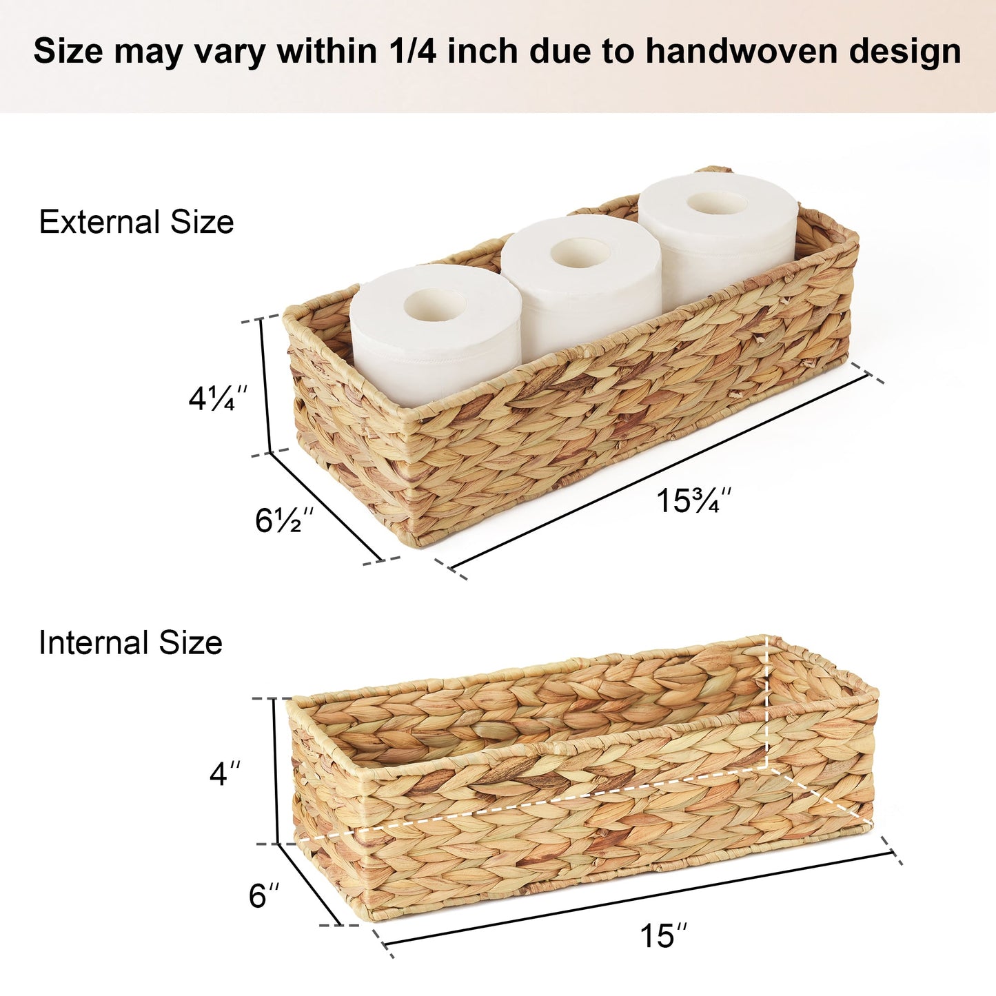 Handwoven Wicker Baskets for Organizing, Toilet Paper Basket, 2 Pack