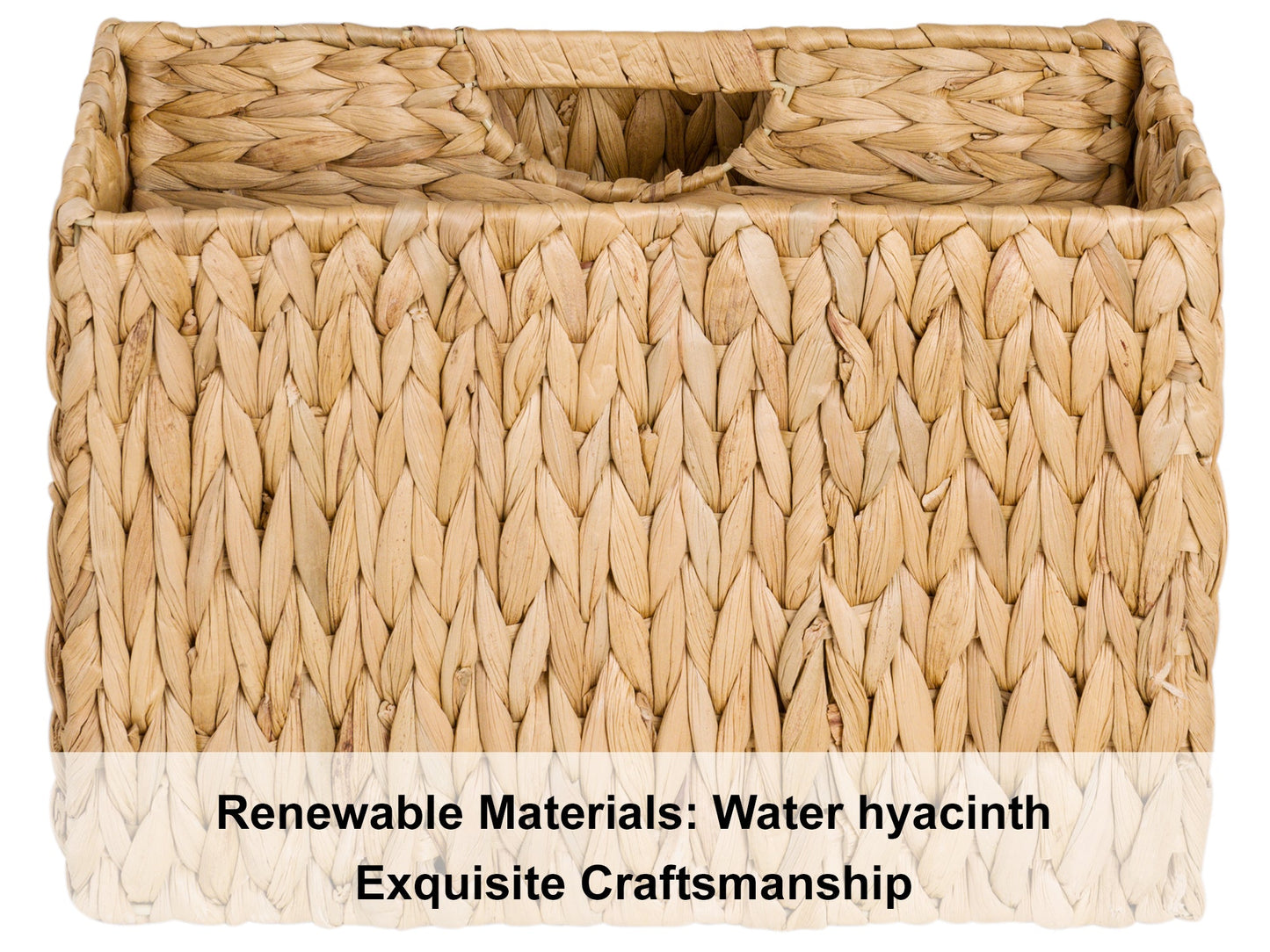 Hand-Woven Divided Magazine Basket, Rattan Magazine Holder, 1 Pack