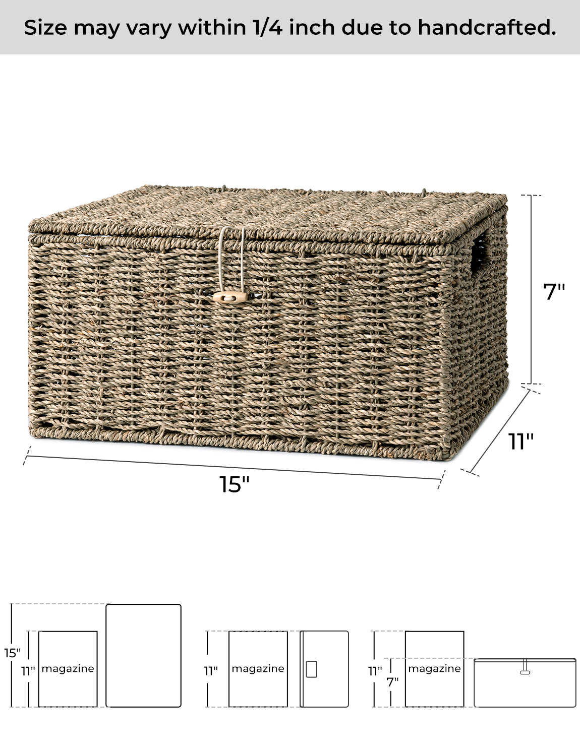 Wicker Basket with Lid and Built-in Handles, Storage Basket for Organizing