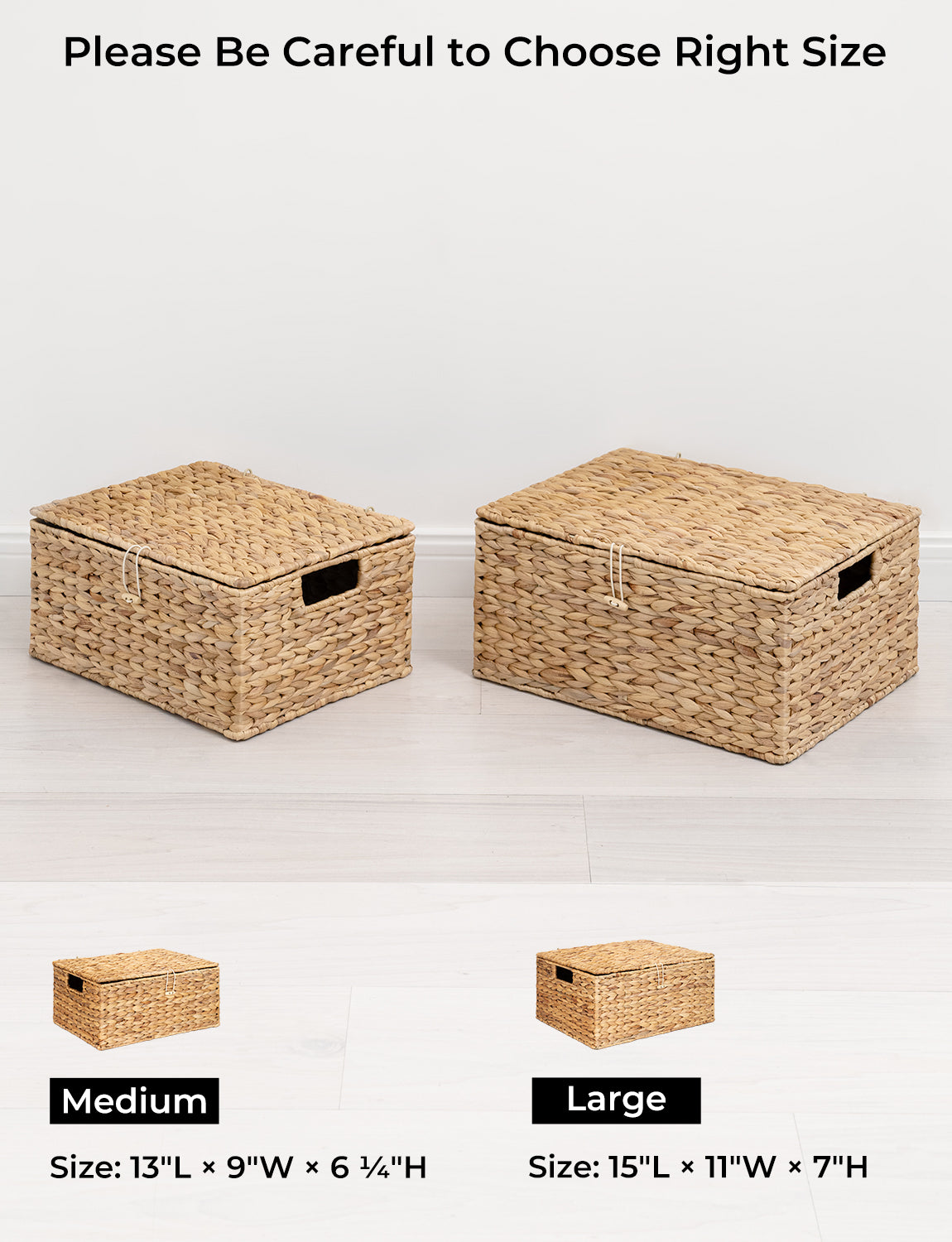 Wicker Basket with Lid and Built-in Handles, Storage Basket for Organizing
