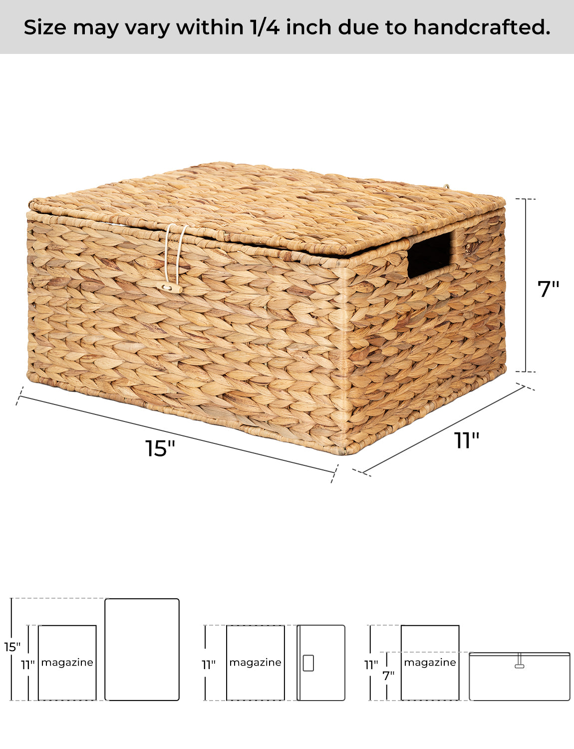Wicker Basket with Lid and Built-in Handles, Storage Basket for Organizing