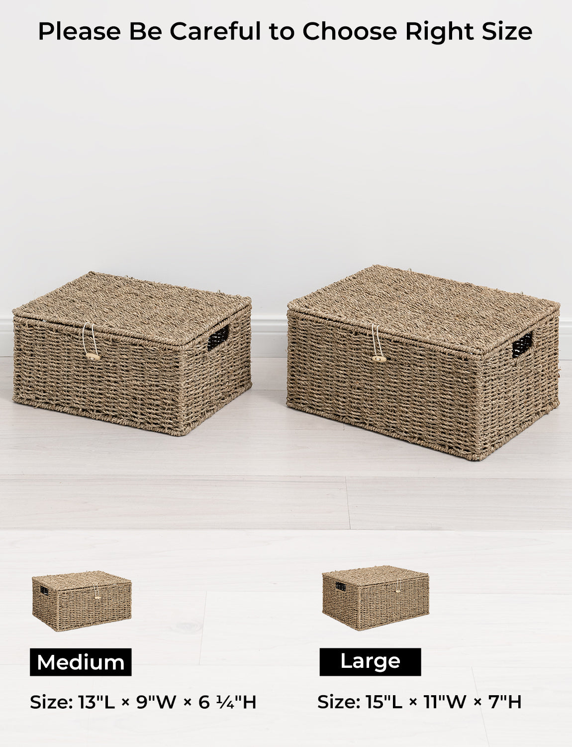 Wicker Basket with Lid and Built-in Handles, Storage Basket for Organizing