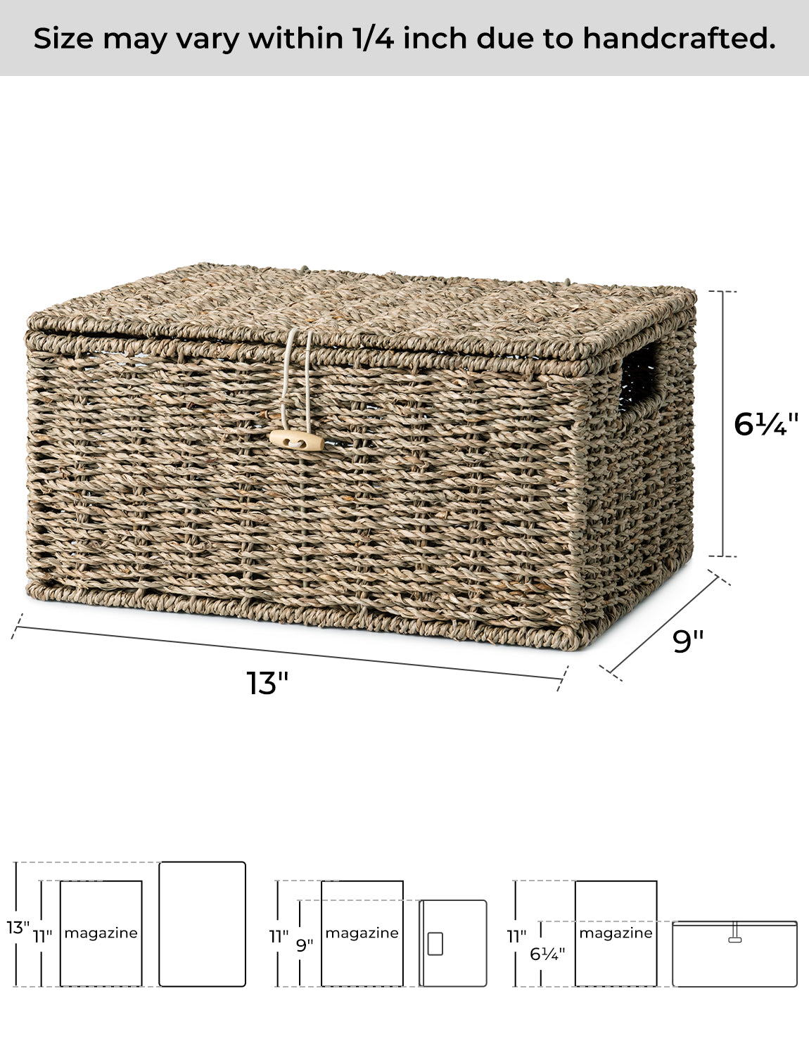Wicker Basket with Lid and Built-in Handles, Storage Basket for Organizing