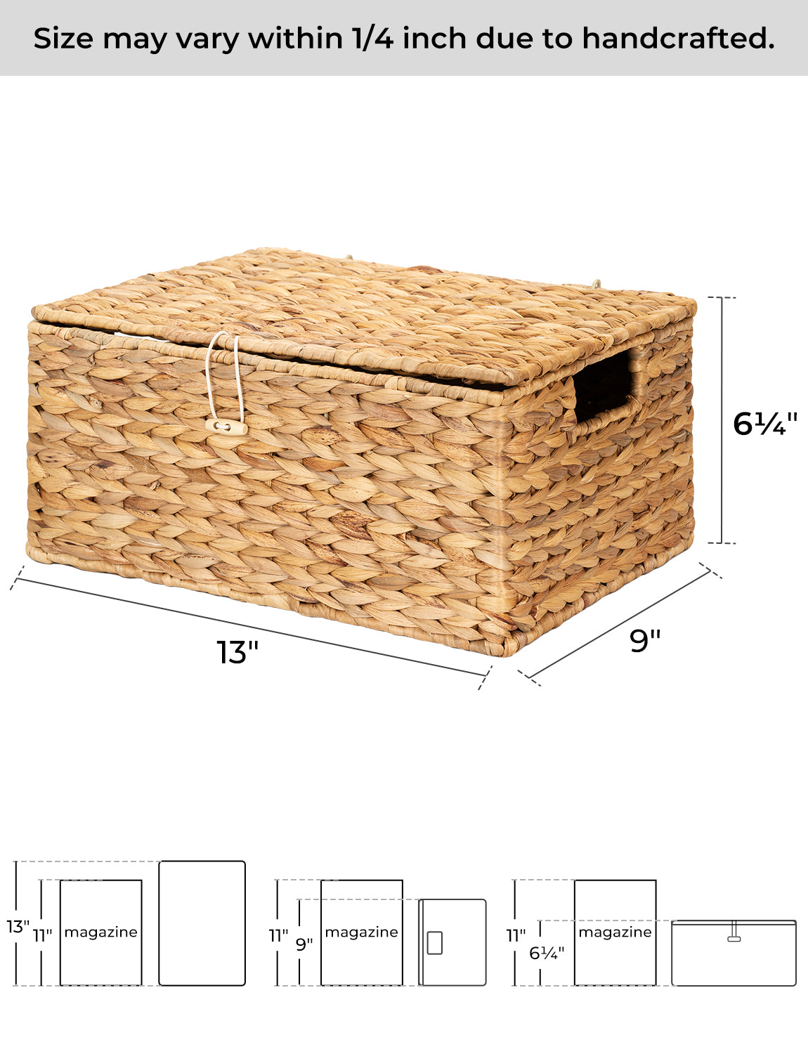 Wicker Basket with Lid and Built-in Handles, Storage Basket for Organizing