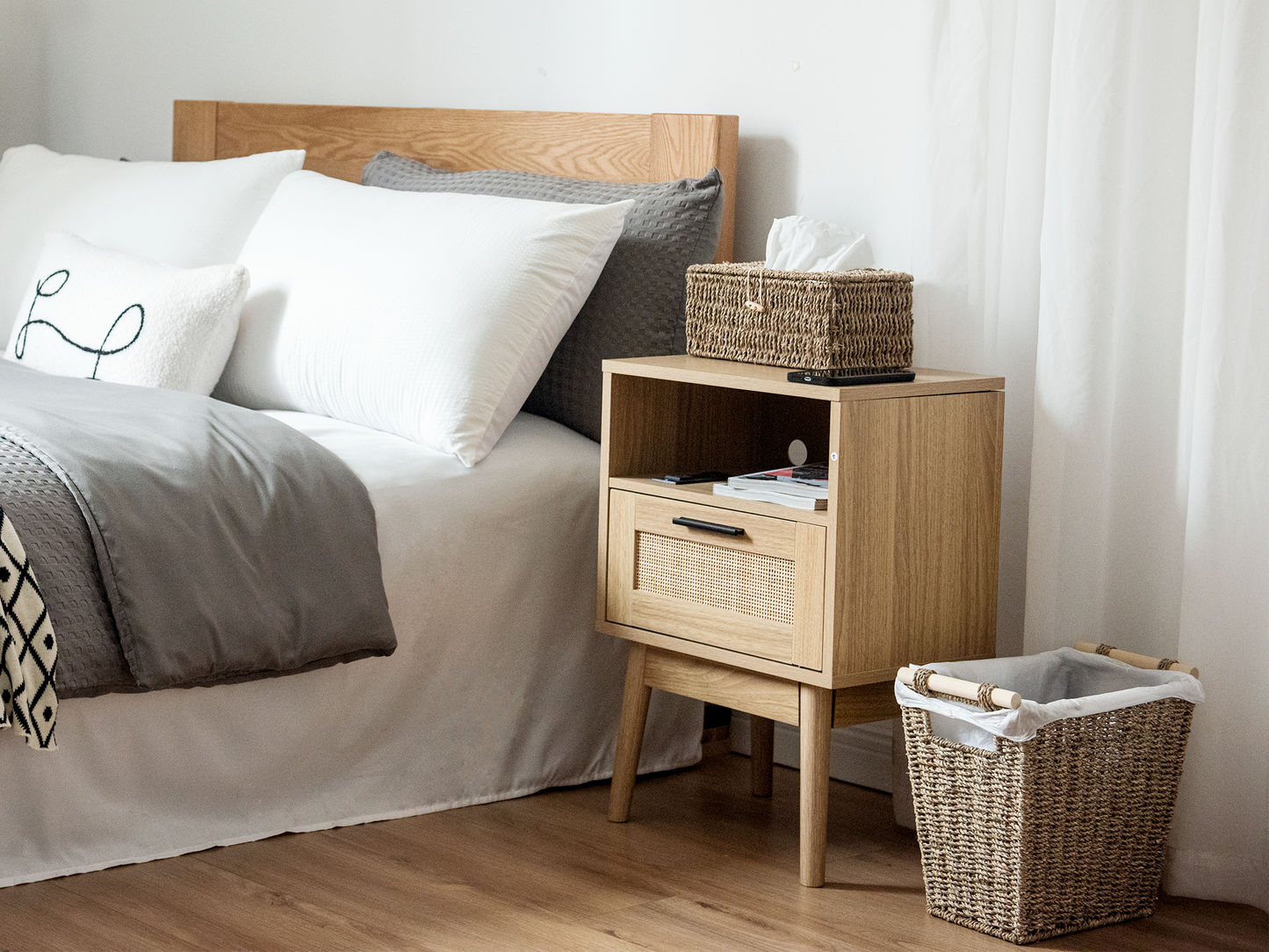 Waste Paper Baskets with Wooden Handles
