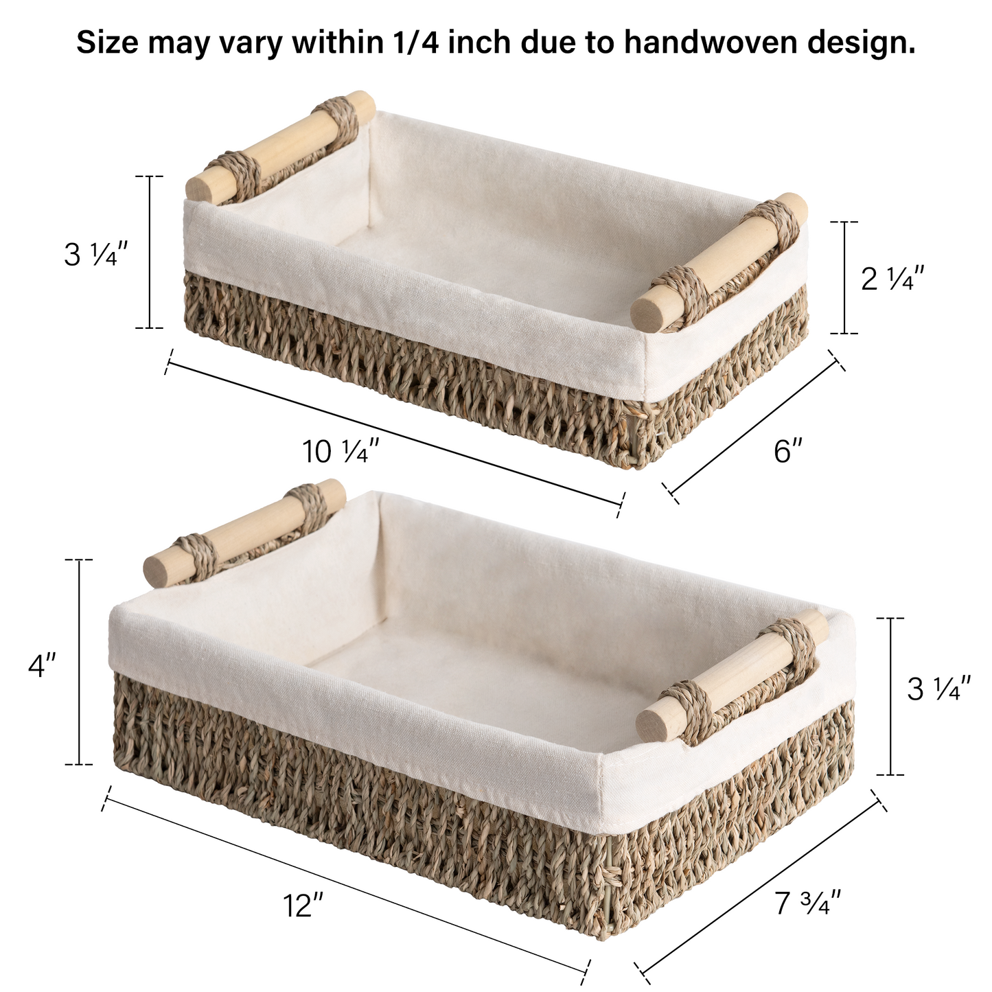 Small Wicker Baskets for Organizing with Natural Fiber Liner