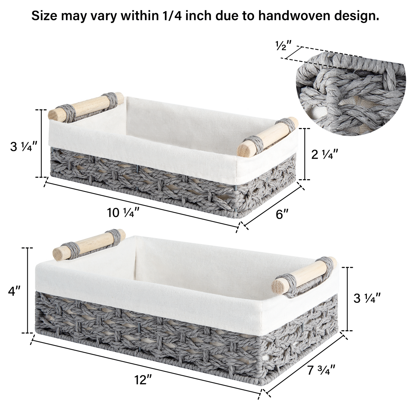 Small Wicker Baskets for Organizing with Natural Fiber Liner