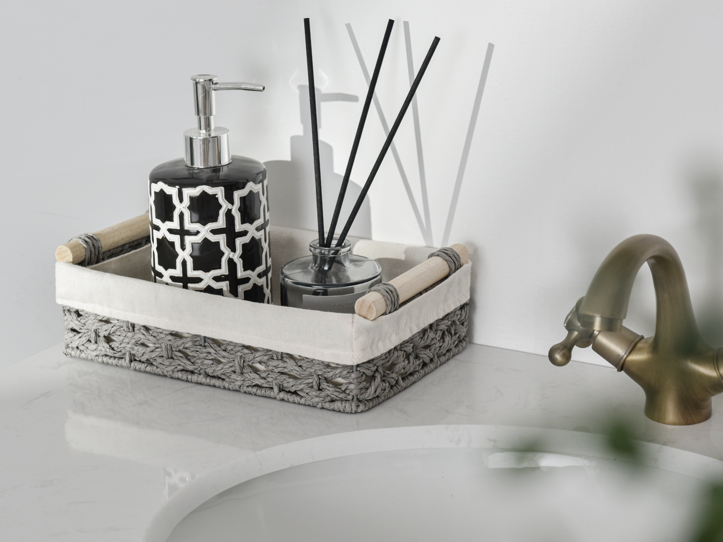 Small Wicker Baskets for Organizing with Natural Fiber Liner