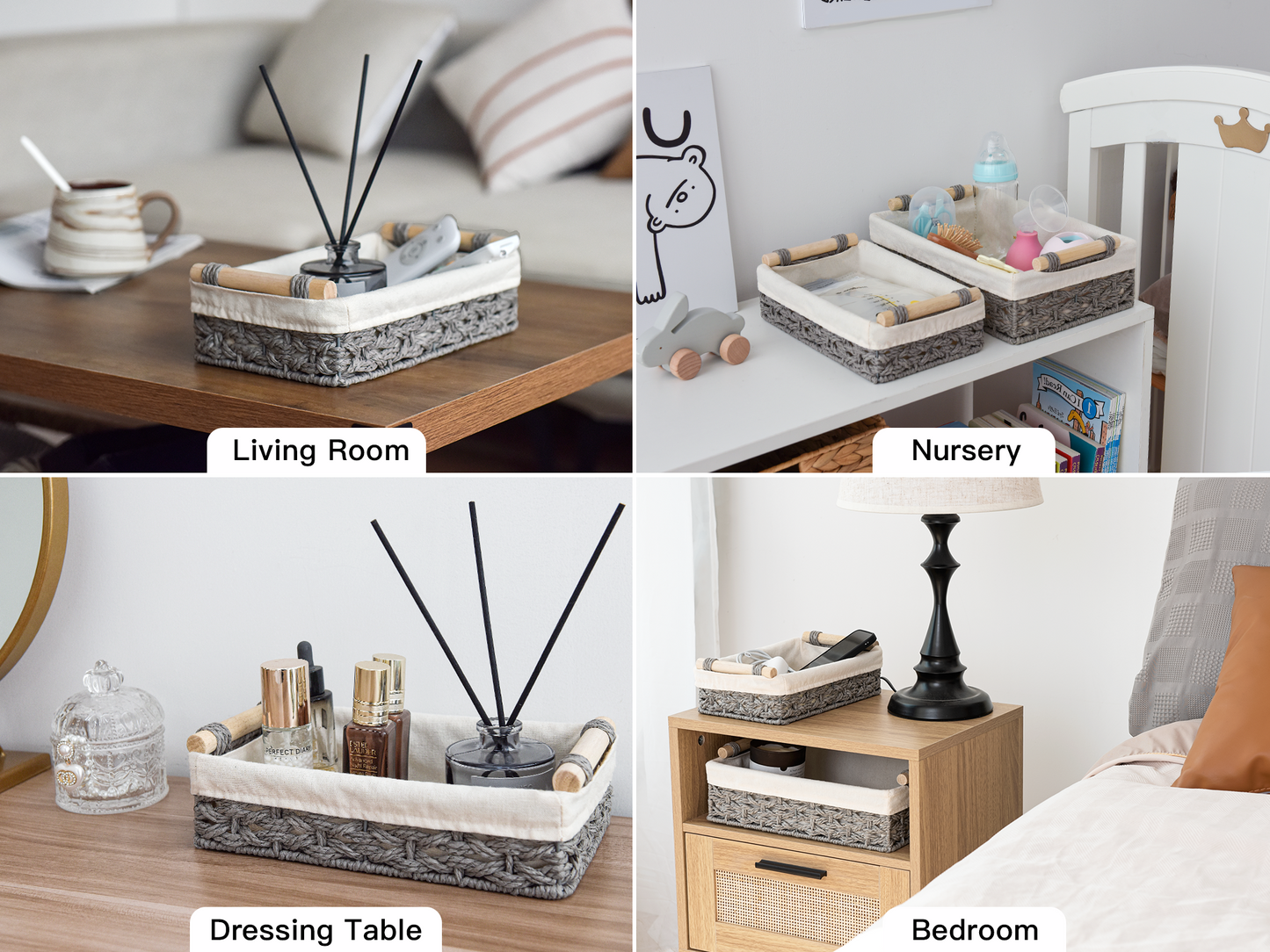 Small Wicker Baskets for Organizing with Natural Fiber Liner