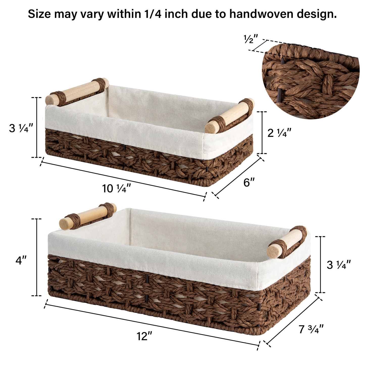 Small Wicker Baskets for Organizing with Natural Fiber Liner
