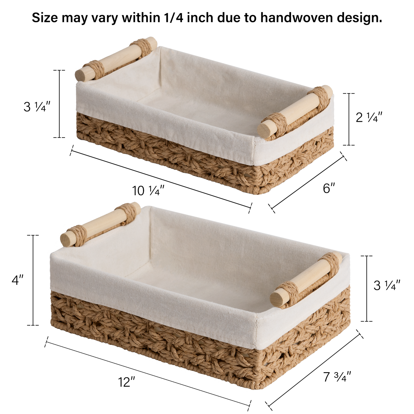 Small Wicker Baskets for Organizing with Natural Fiber Liner