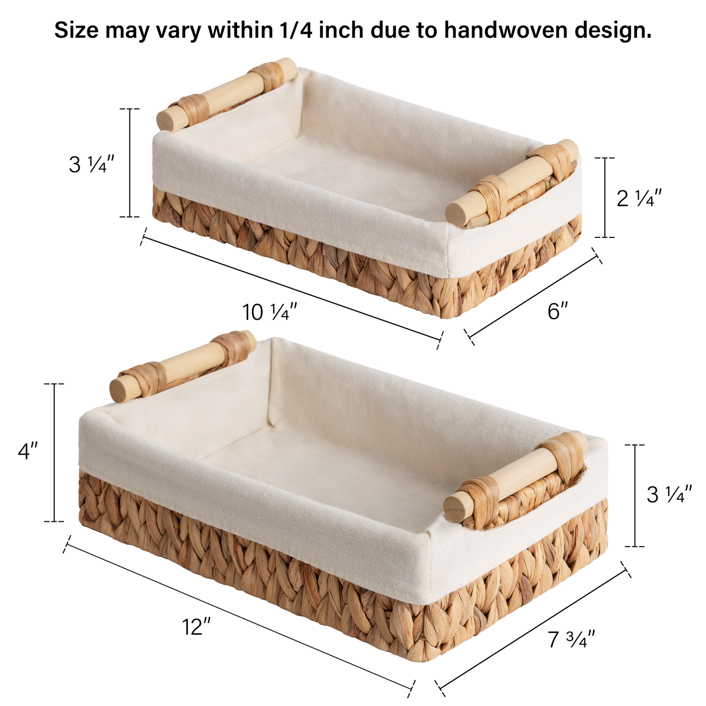 Small Wicker Baskets for Organizing with Natural Fiber Liner