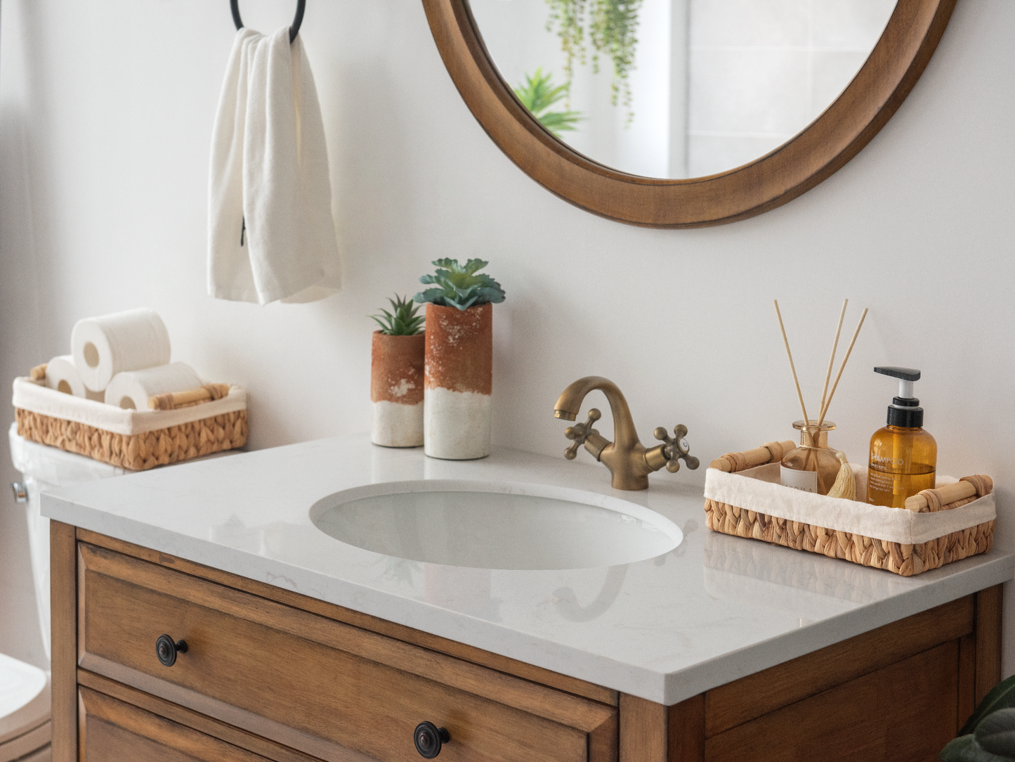 Small Wicker Baskets for Organizing with Natural Fiber Liner