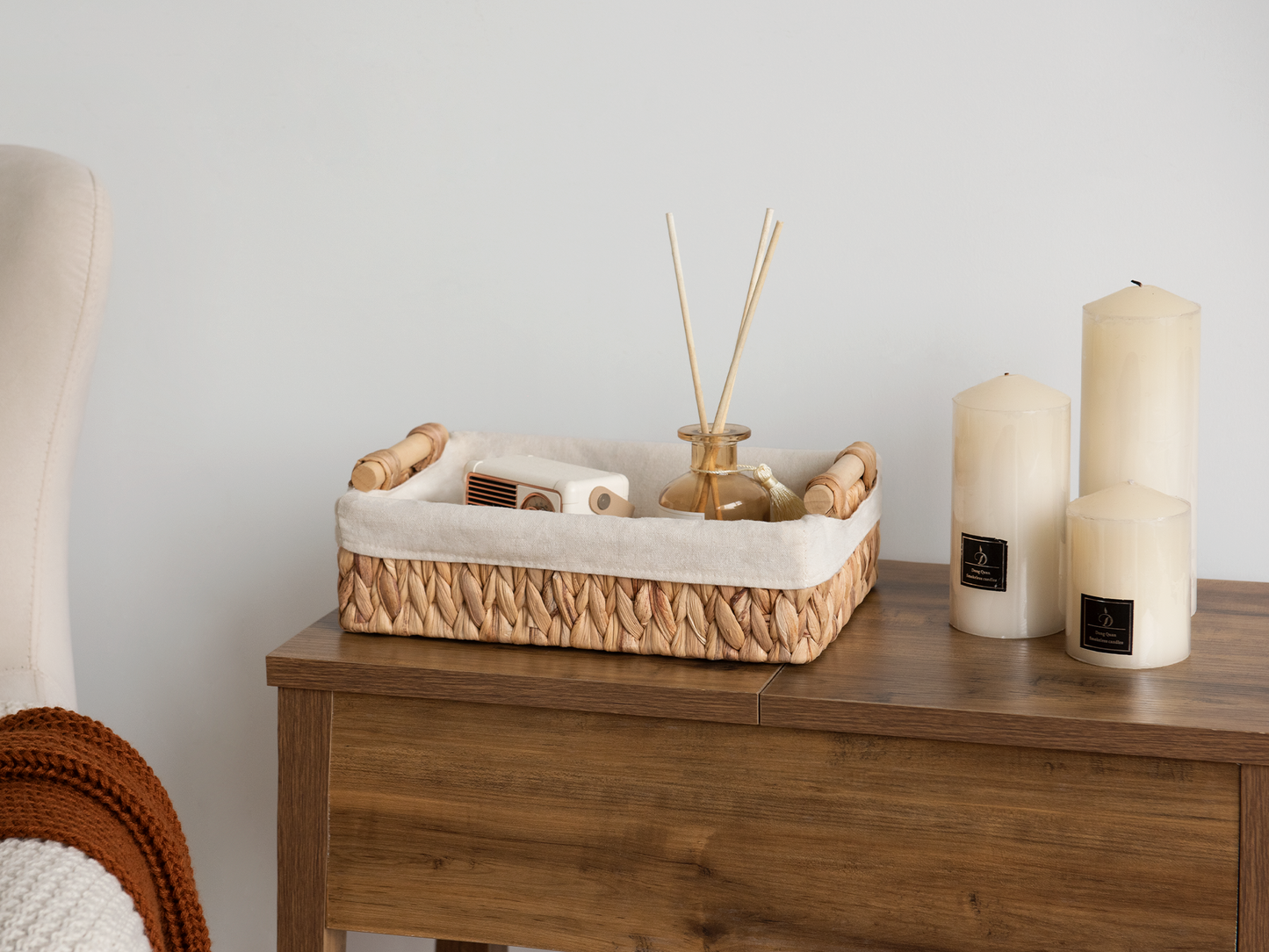 Small Wicker Baskets for Organizing with Natural Fiber Liner