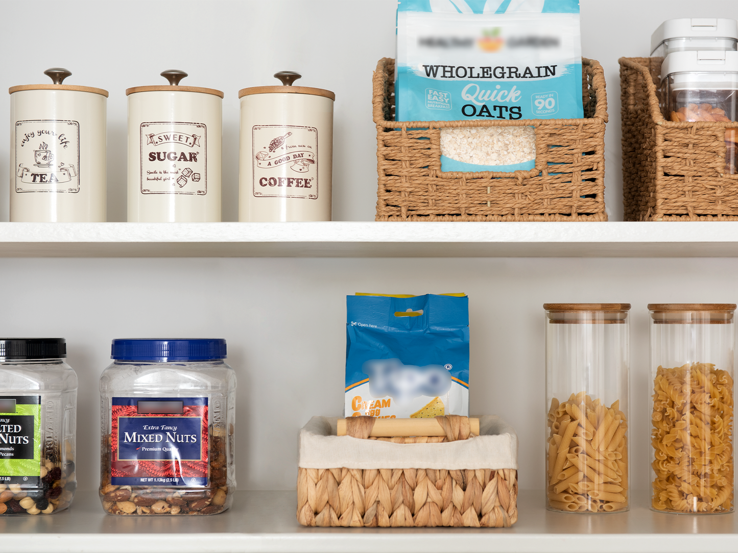 Small Wicker Baskets for Organizing with Natural Fiber Liner