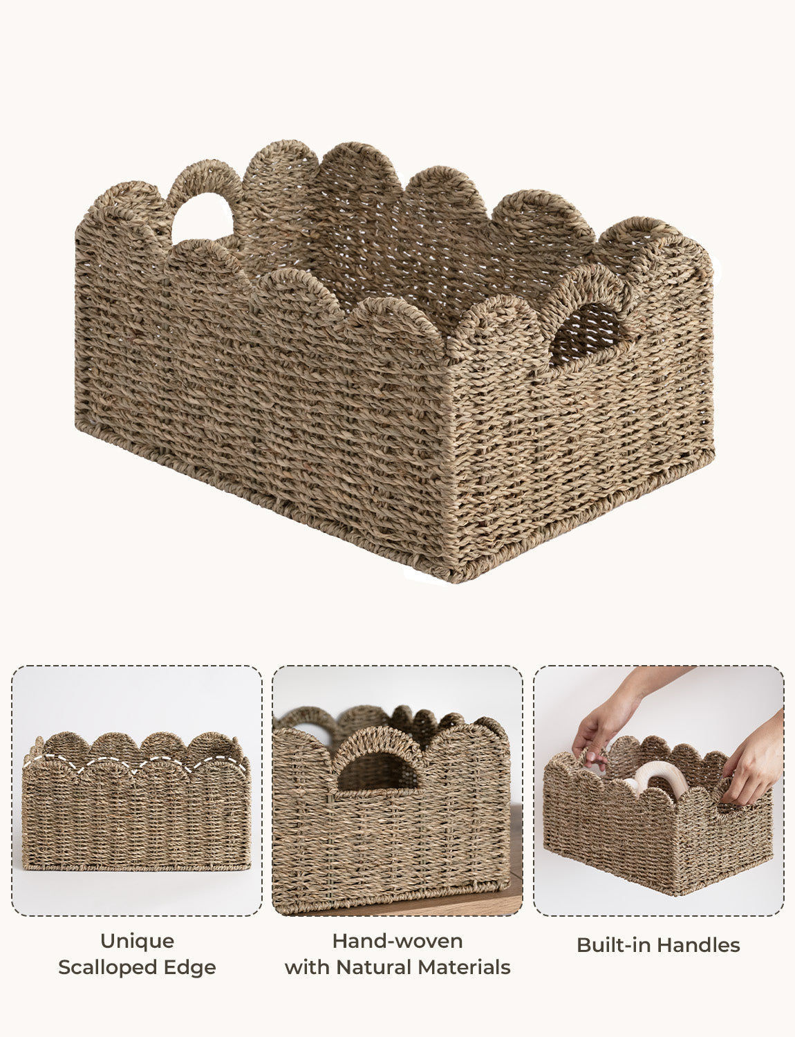 Scalloped Edge Wicker Basket for Organizing